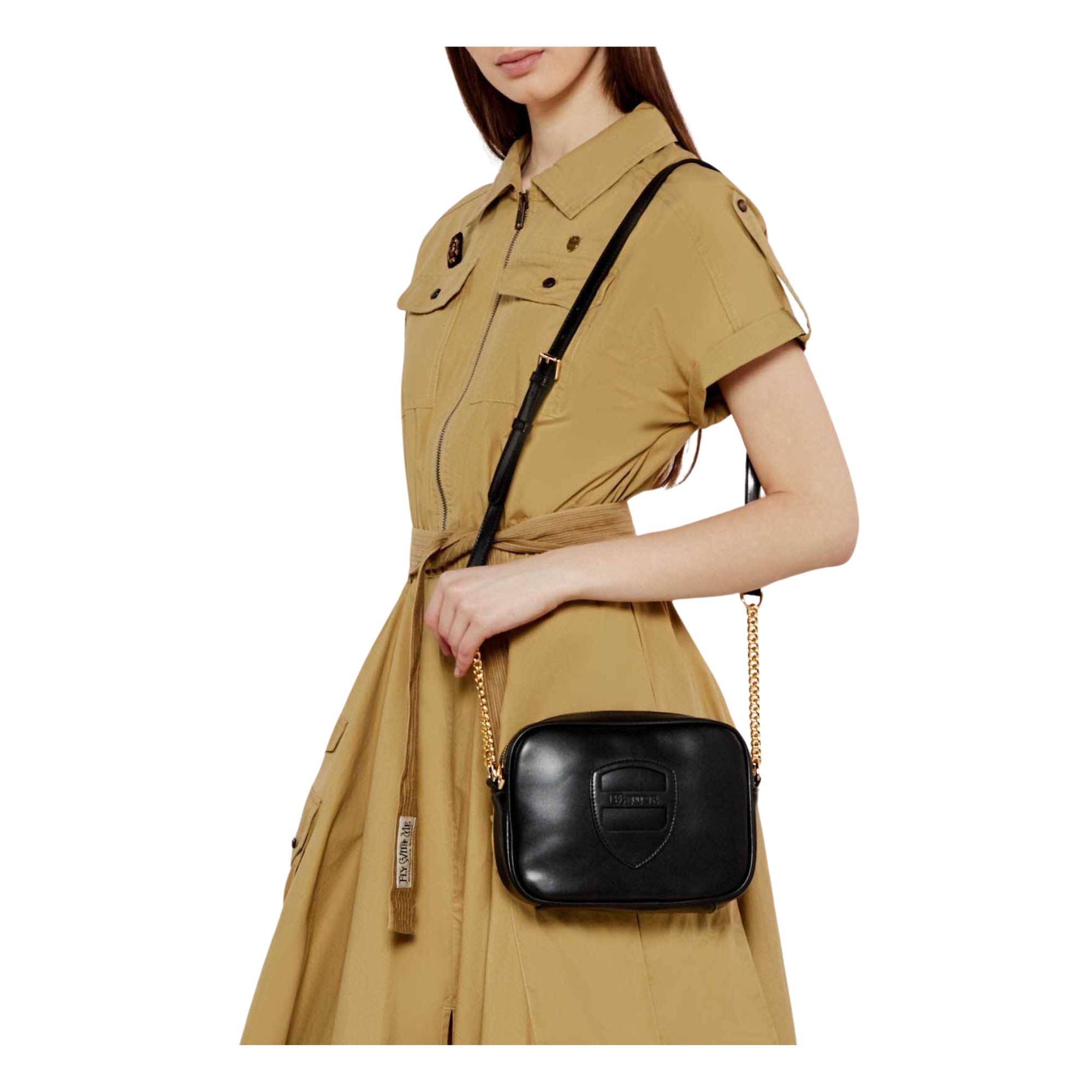 Borsa Donna in similpelle, con logo frontale in tono colore