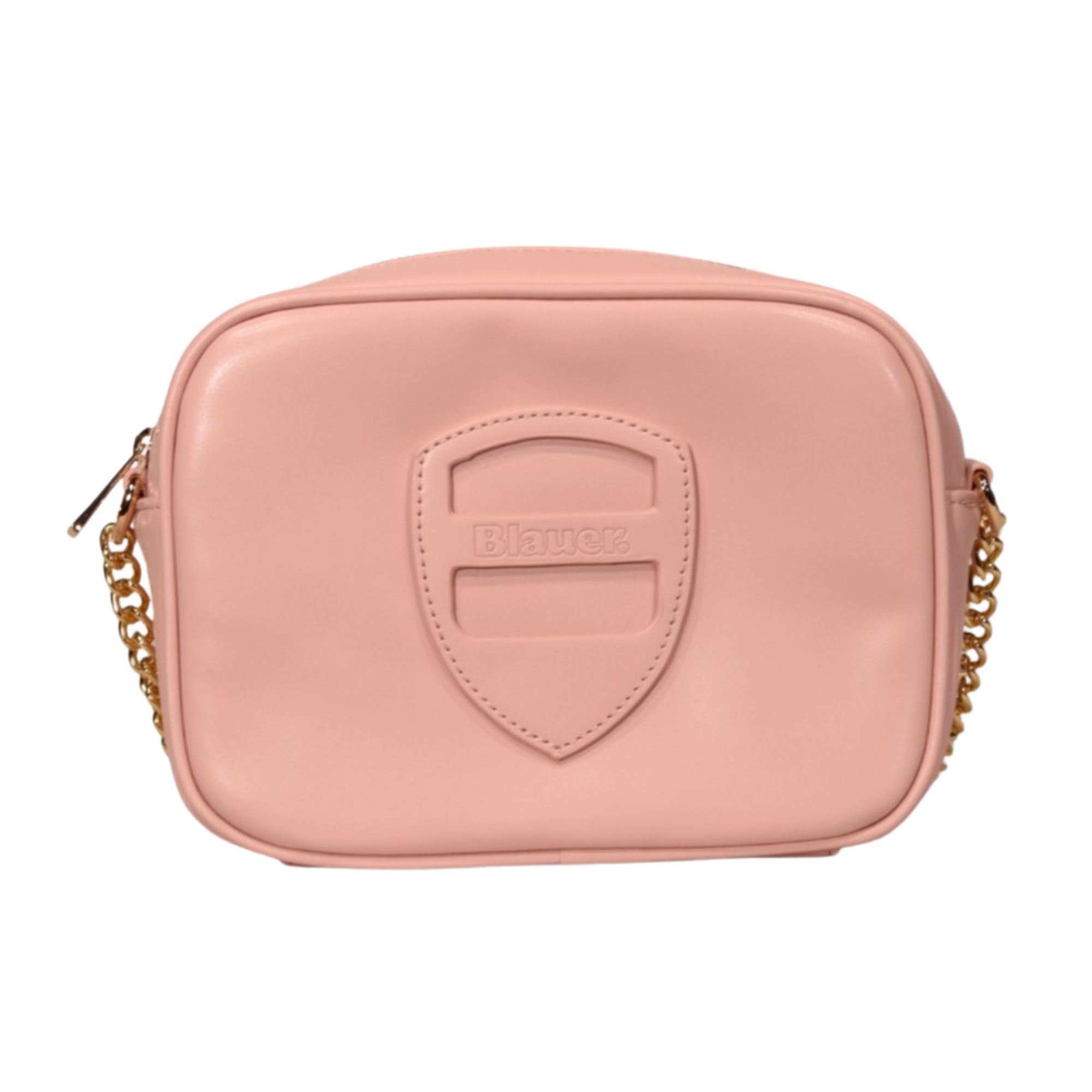 Borsa Donna in similpelle Rosa, con logo frontale in tono colore
