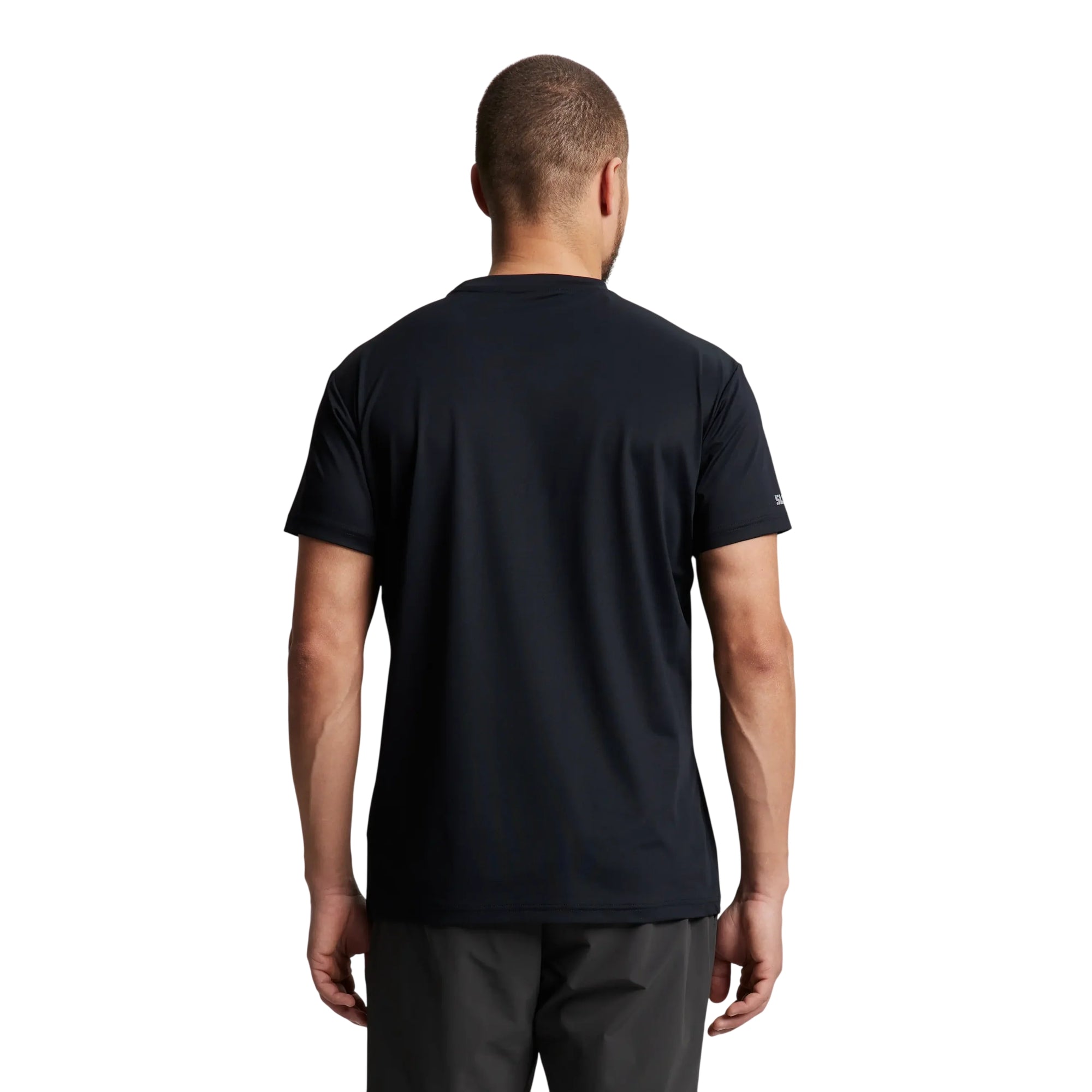 T-shirt Uomo Nera, Tech Piquet, a girocollo frontale