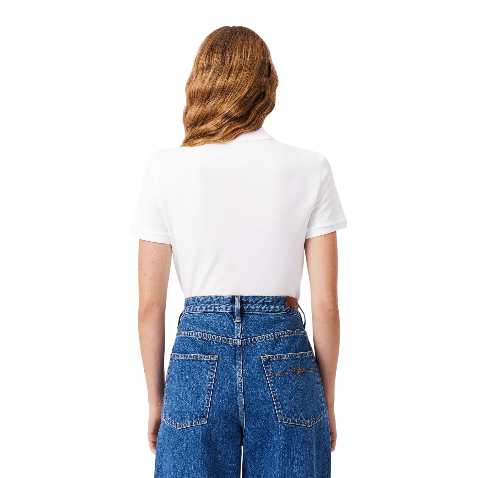 Polo a manica corta da donna in piqué di cotone stretch