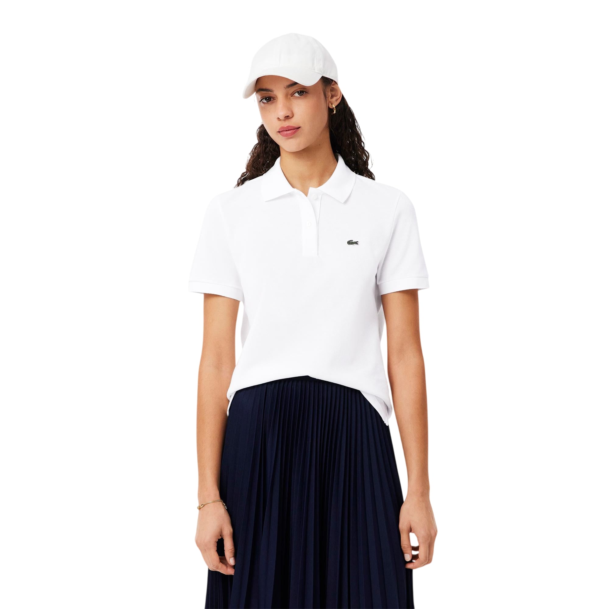 Polo bianca da donna regular fit in morbido petit piqué