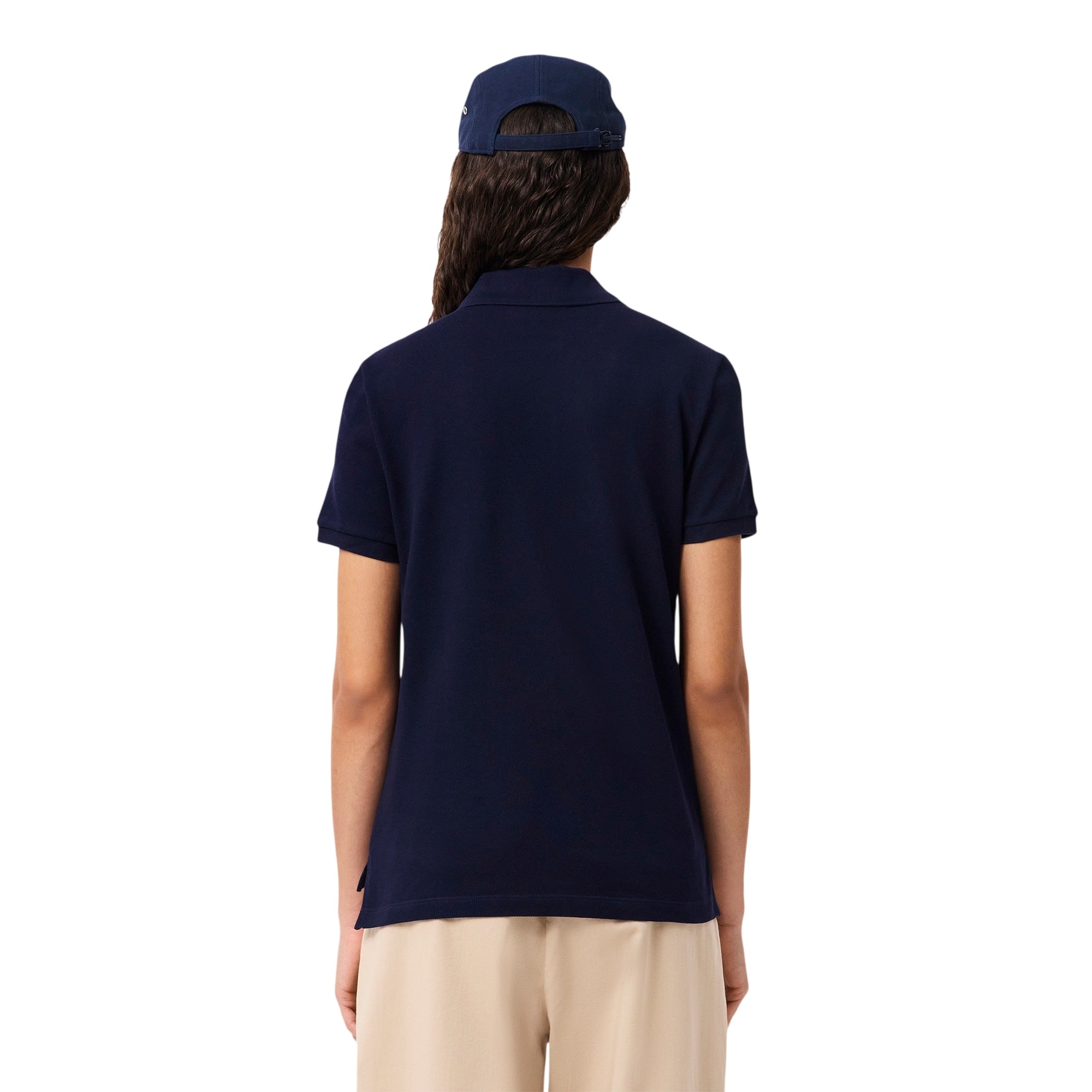 Polo da donna blu in petit piqué