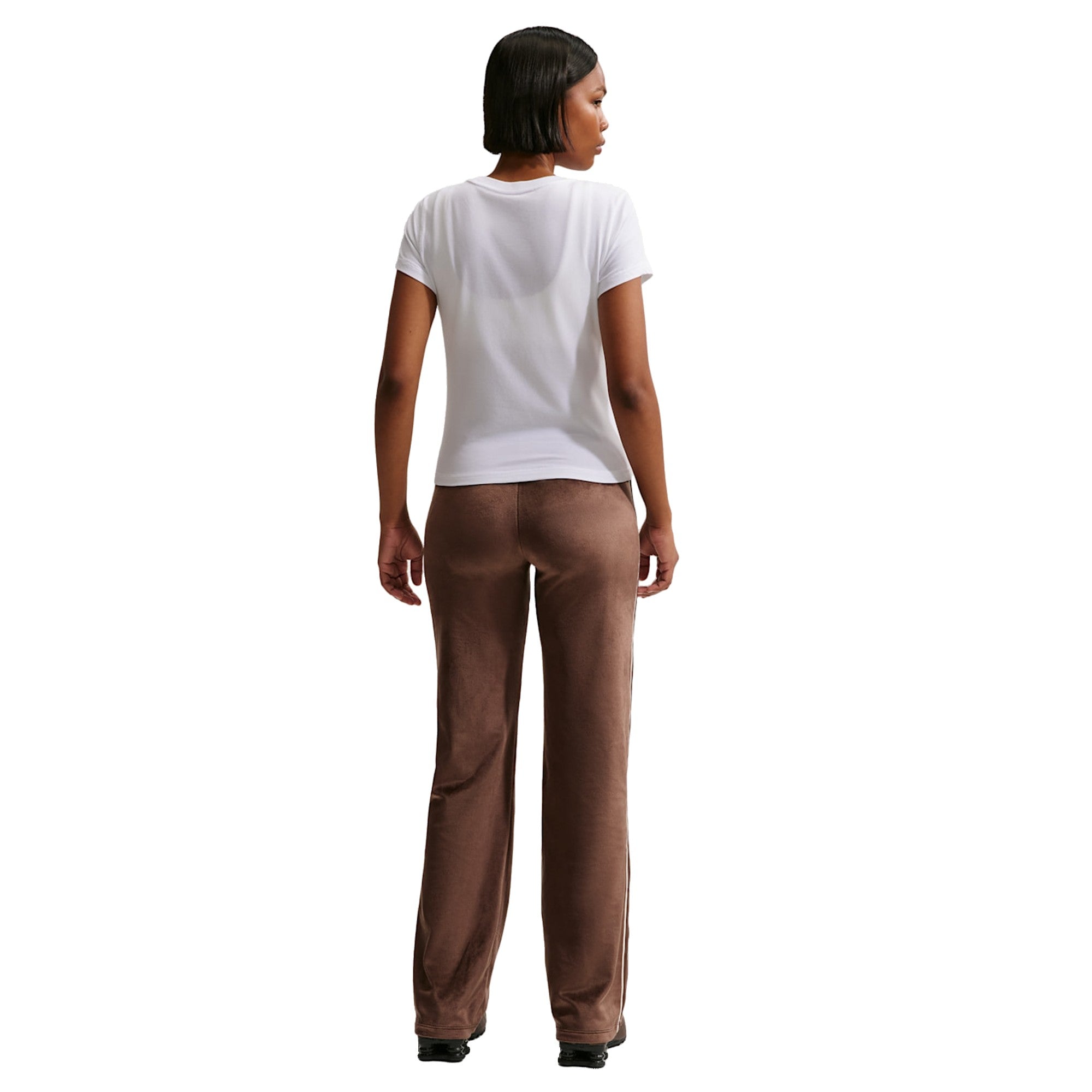 T-shirt Donna dal taglio corto bianco con logo modella retro