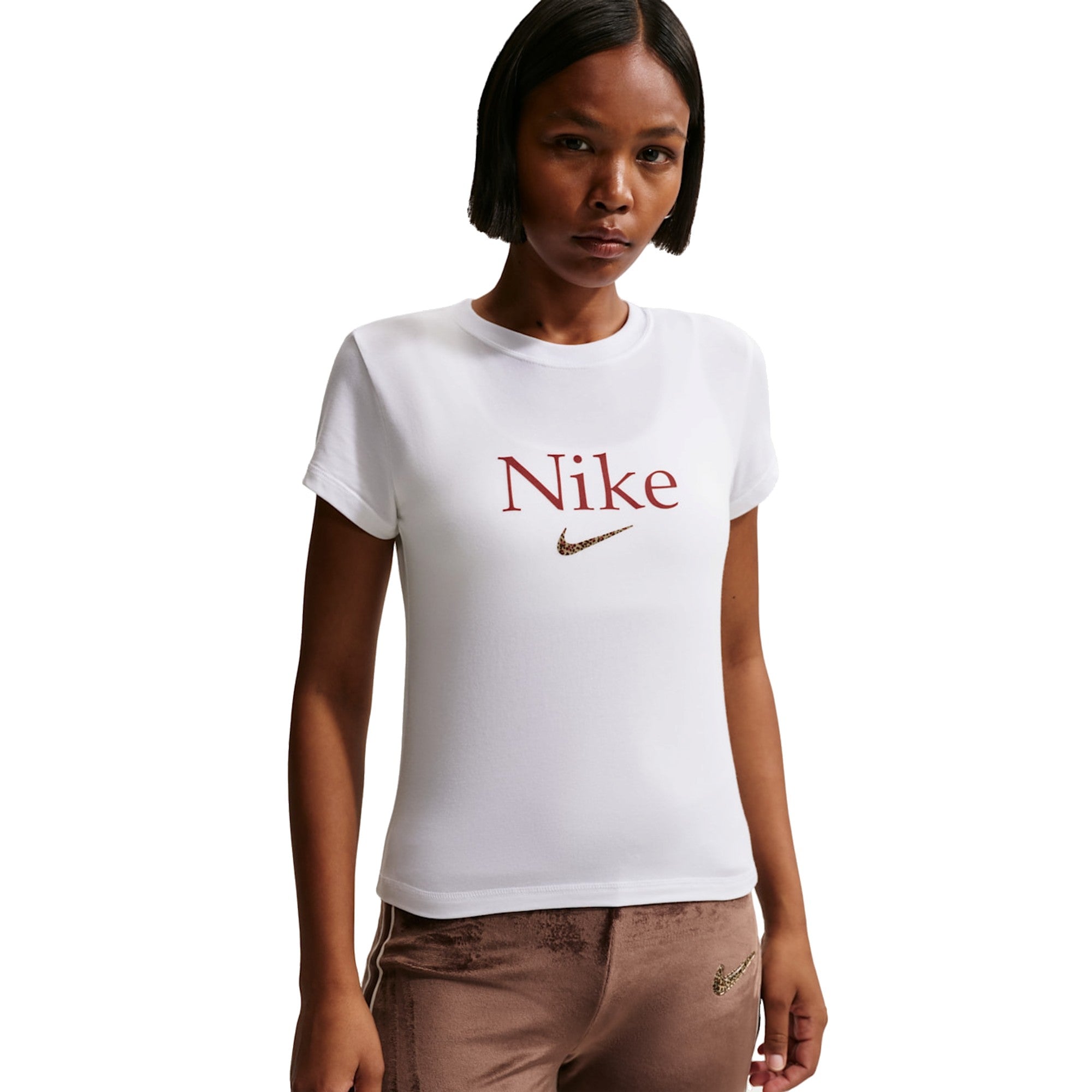 T-shirt Donna dal taglio corto bianco con logo