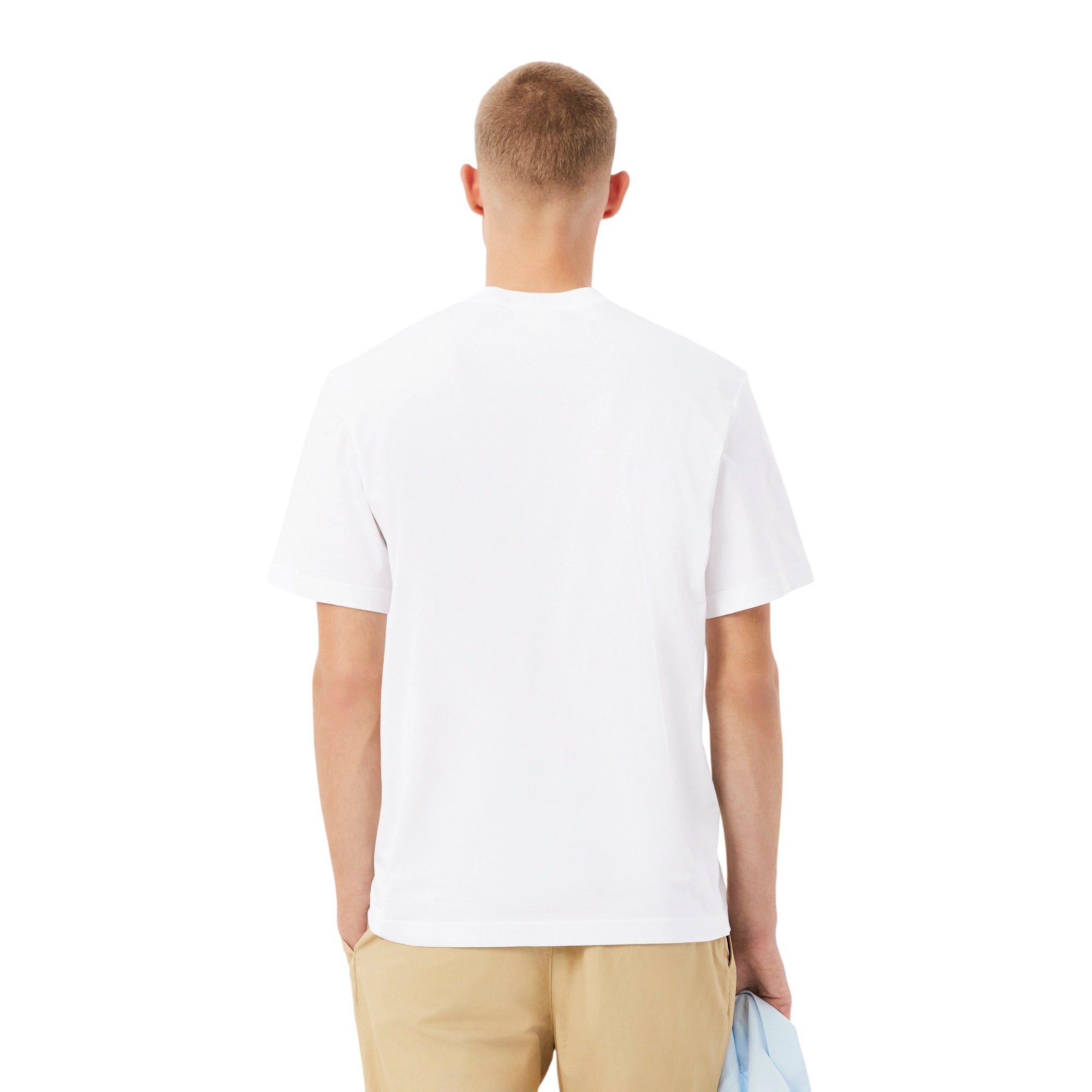 T-shirt bianca con taschino e logo ricamato