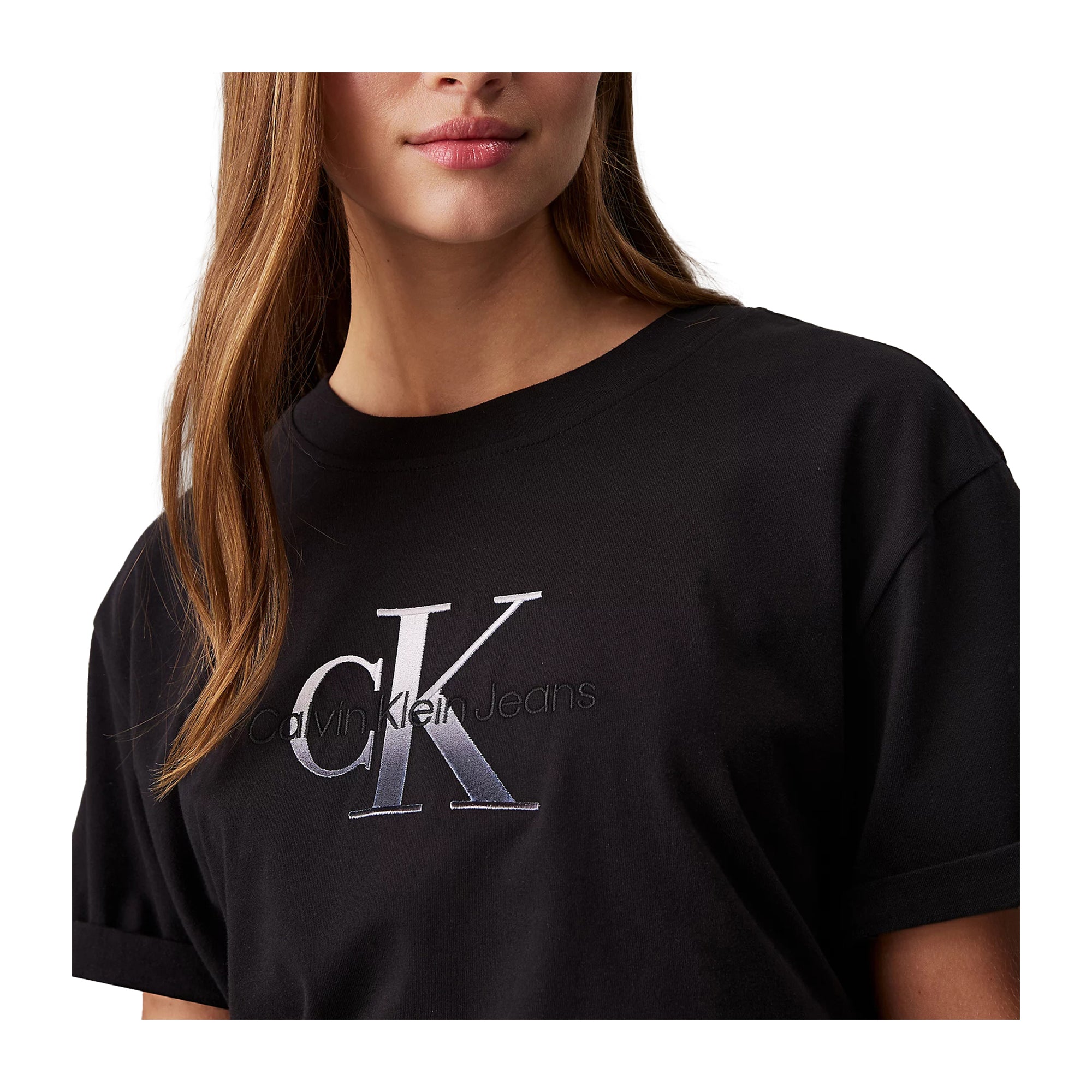 T-shirt Donna Calvin Klein Relaxed Logo in Rilievo