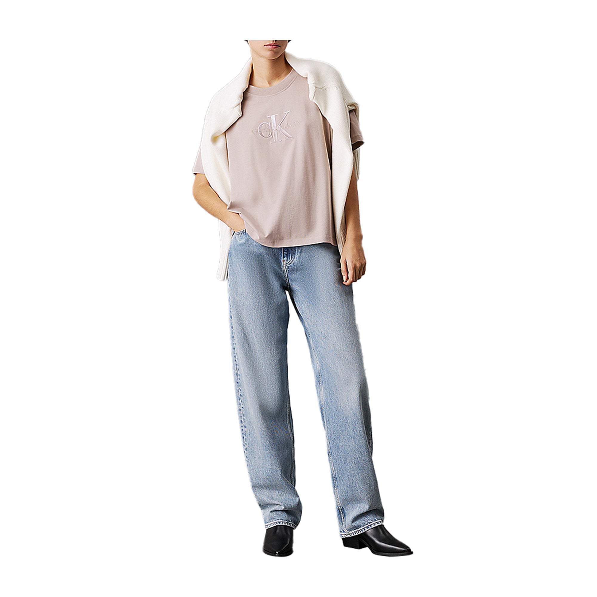 T-shirt Donna Calvin Klein Relaxed Logo Beige