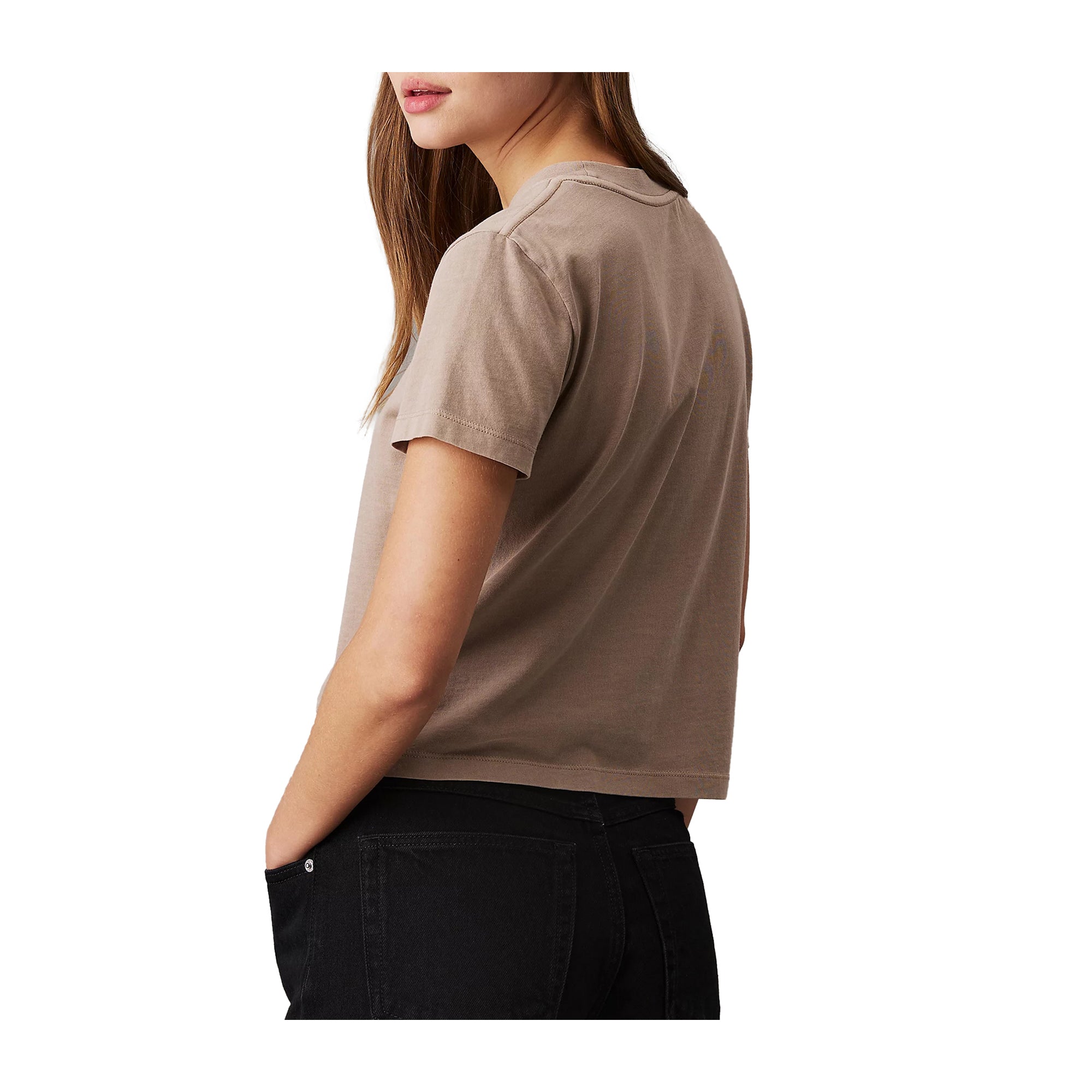 T-shirt Donna Beige Calvin Klein Stampa Floccata