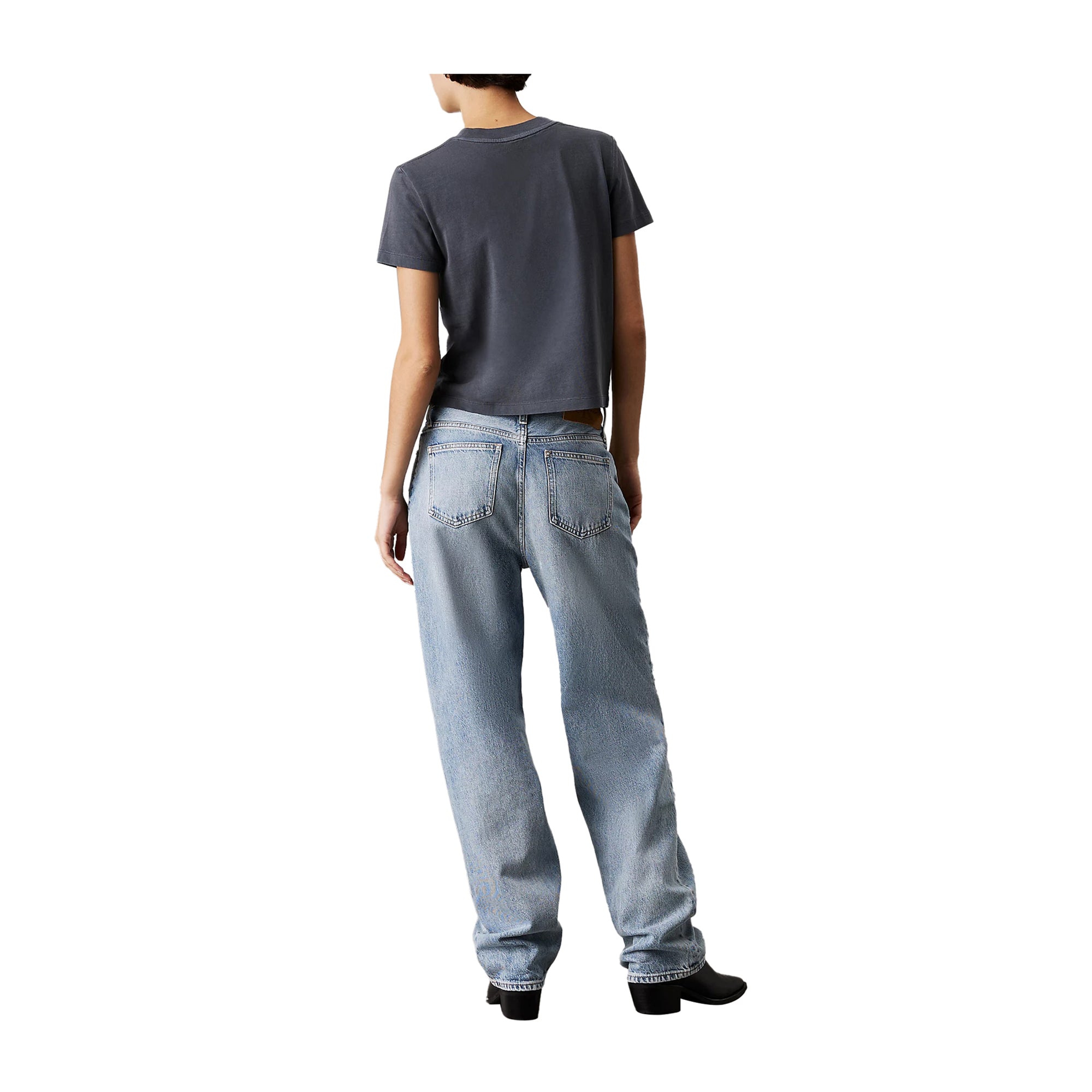 T-shirt Donna Grigia Calvin Klein Stampa Floccata