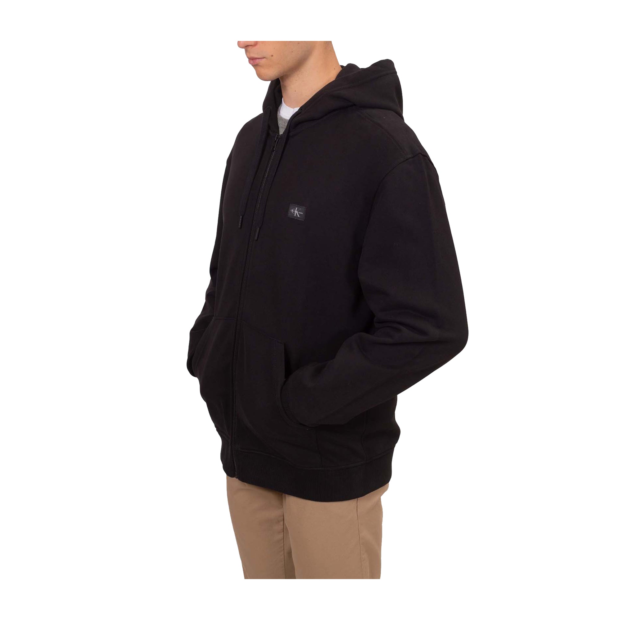 Felpa Uomo Nera Calvin Klein Relaxed Zip Intera