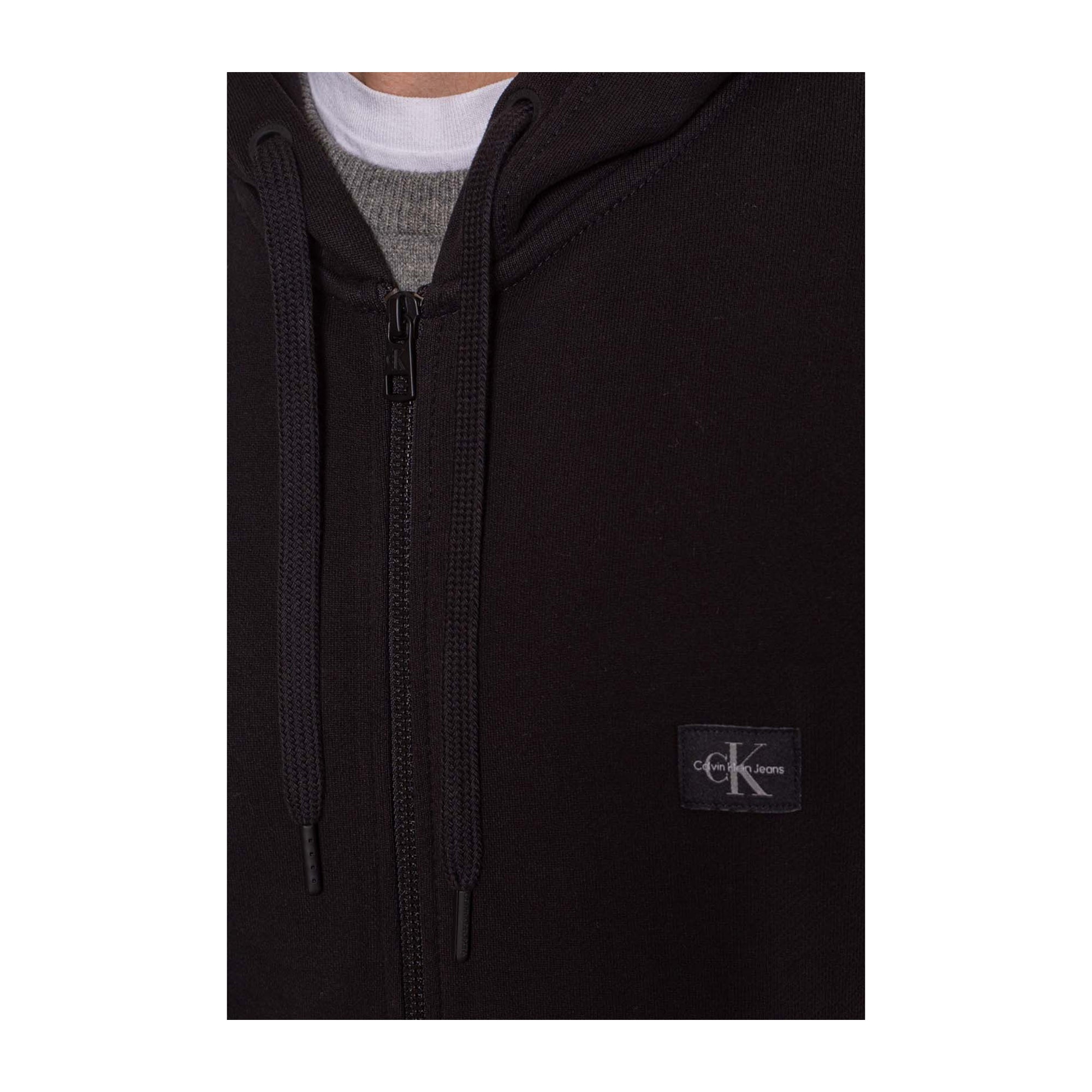 Felpa Uomo Nera Calvin Klein Relaxed Zip Intera