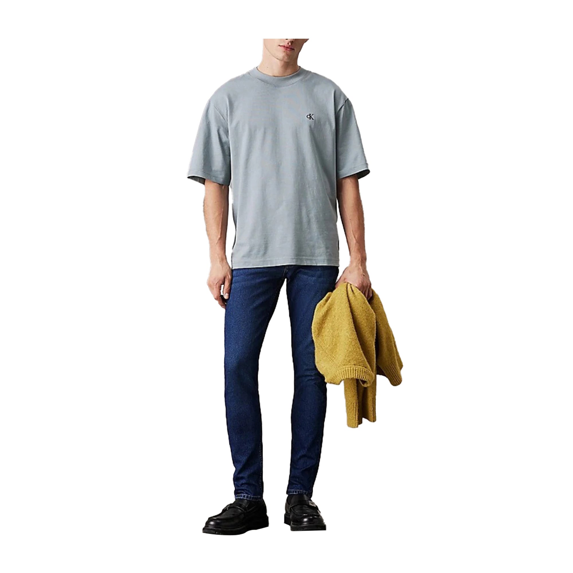 Jeans Uomo Calvin Klein Slim Taper Sottile, Denim Dark