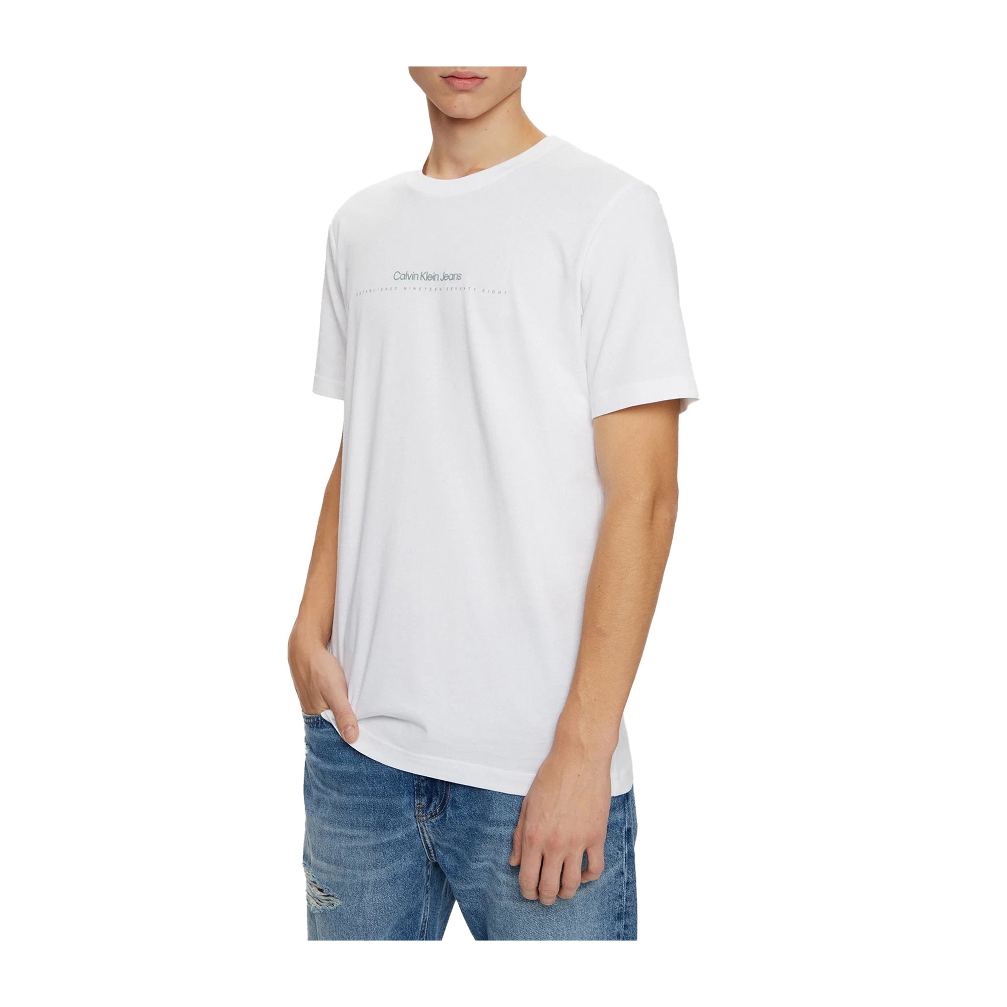T-shirt Uomo Calvin Klein Bianca Logo Minimal