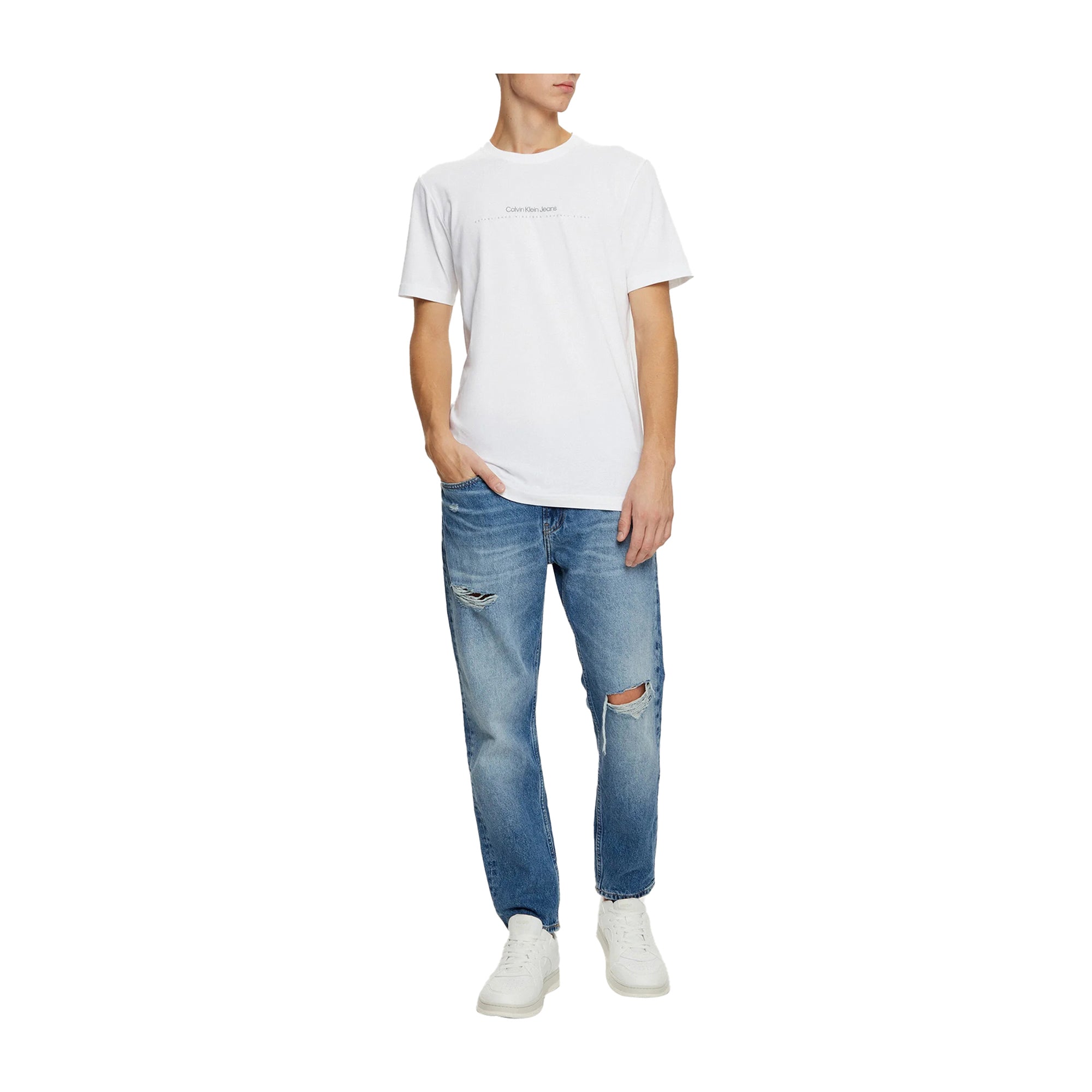 T-shirt Uomo Calvin Klein Bianca Logo Minimal
