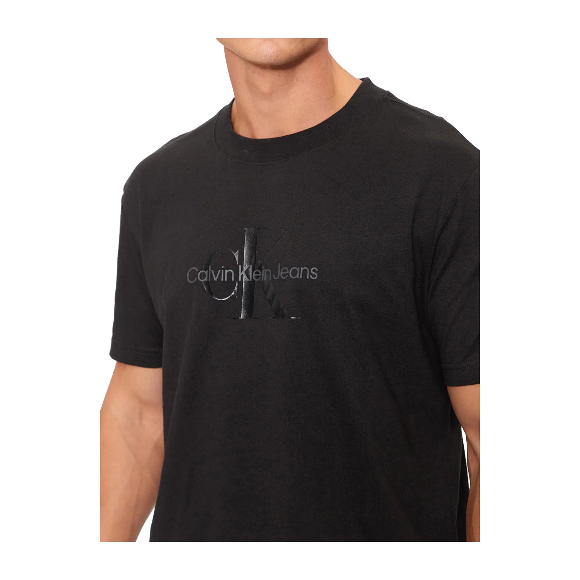 T-shirt Uomo Calvin Klein Shiny Monologo Nero