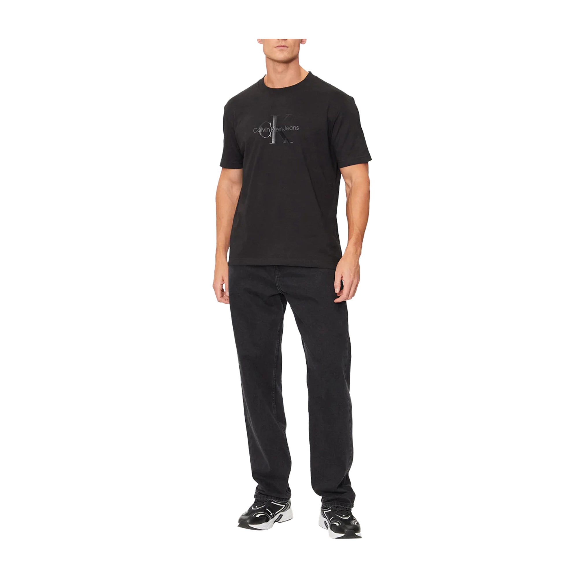 T-shirt Uomo Calvin Klein Shiny Monologo Nero