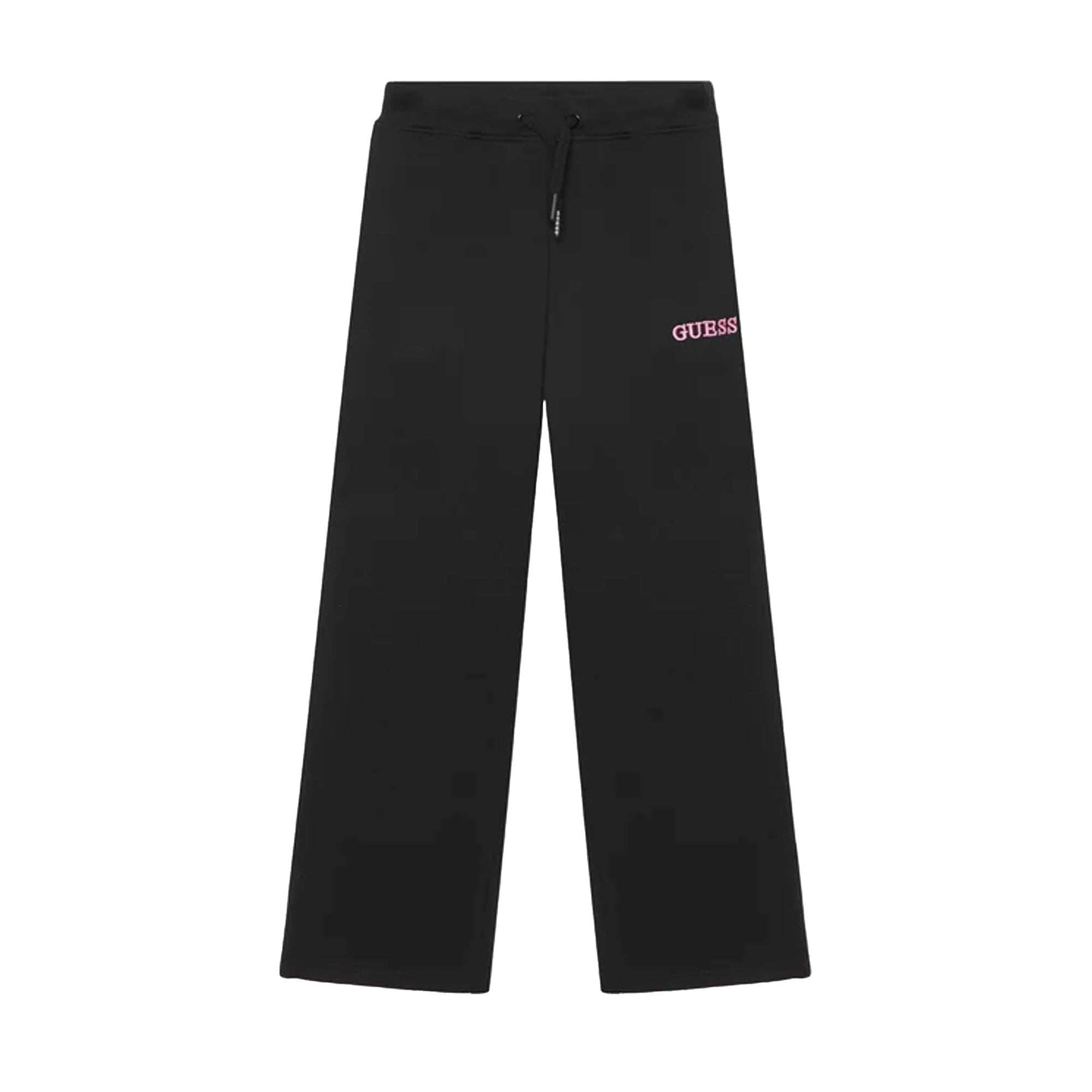 Pantalone Jogger Bambina in nero con logo rosa
