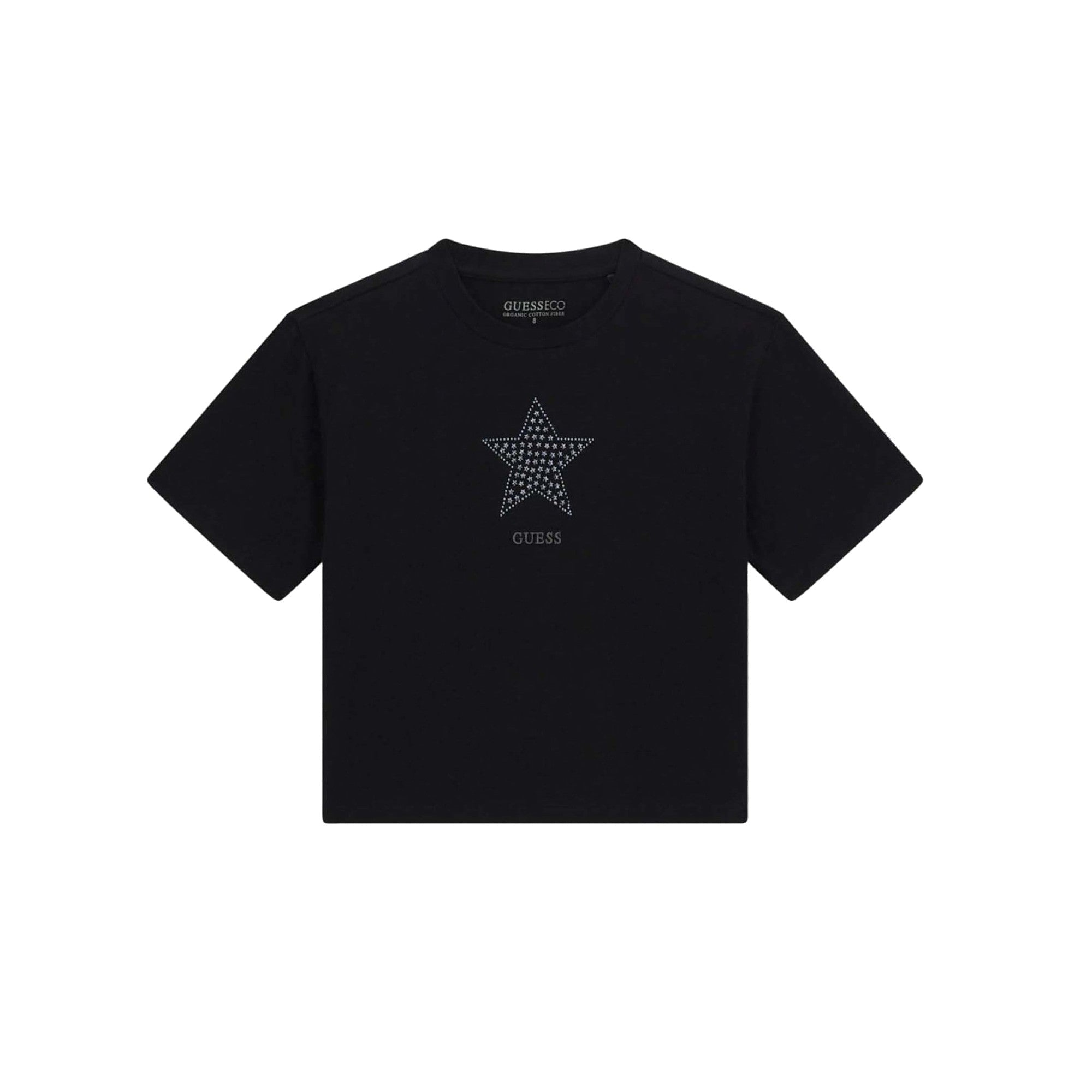 T-shirt nera Bambina con stella con strass