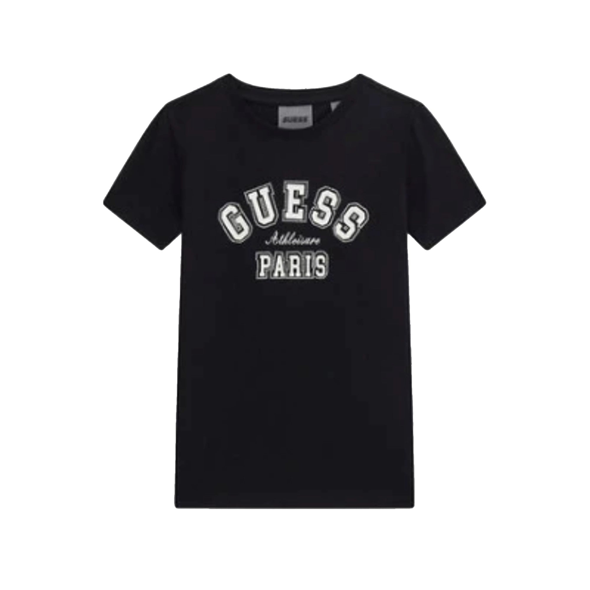 T-shirt Bambina in nero con logo con strass