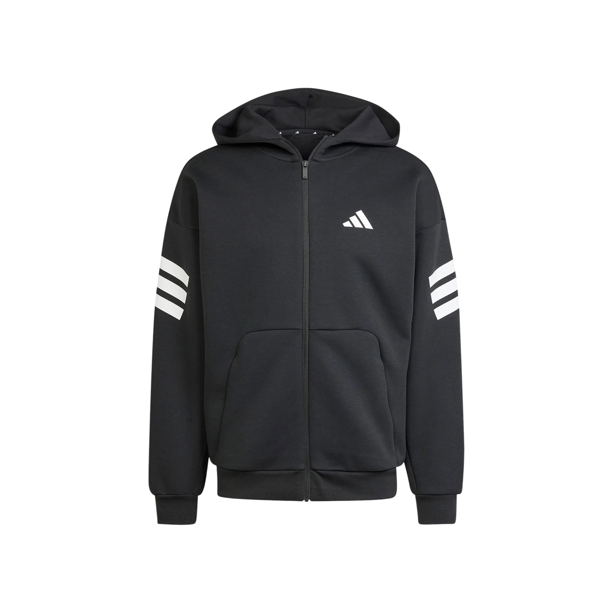 Felpa uomo nera con zip 3stripes