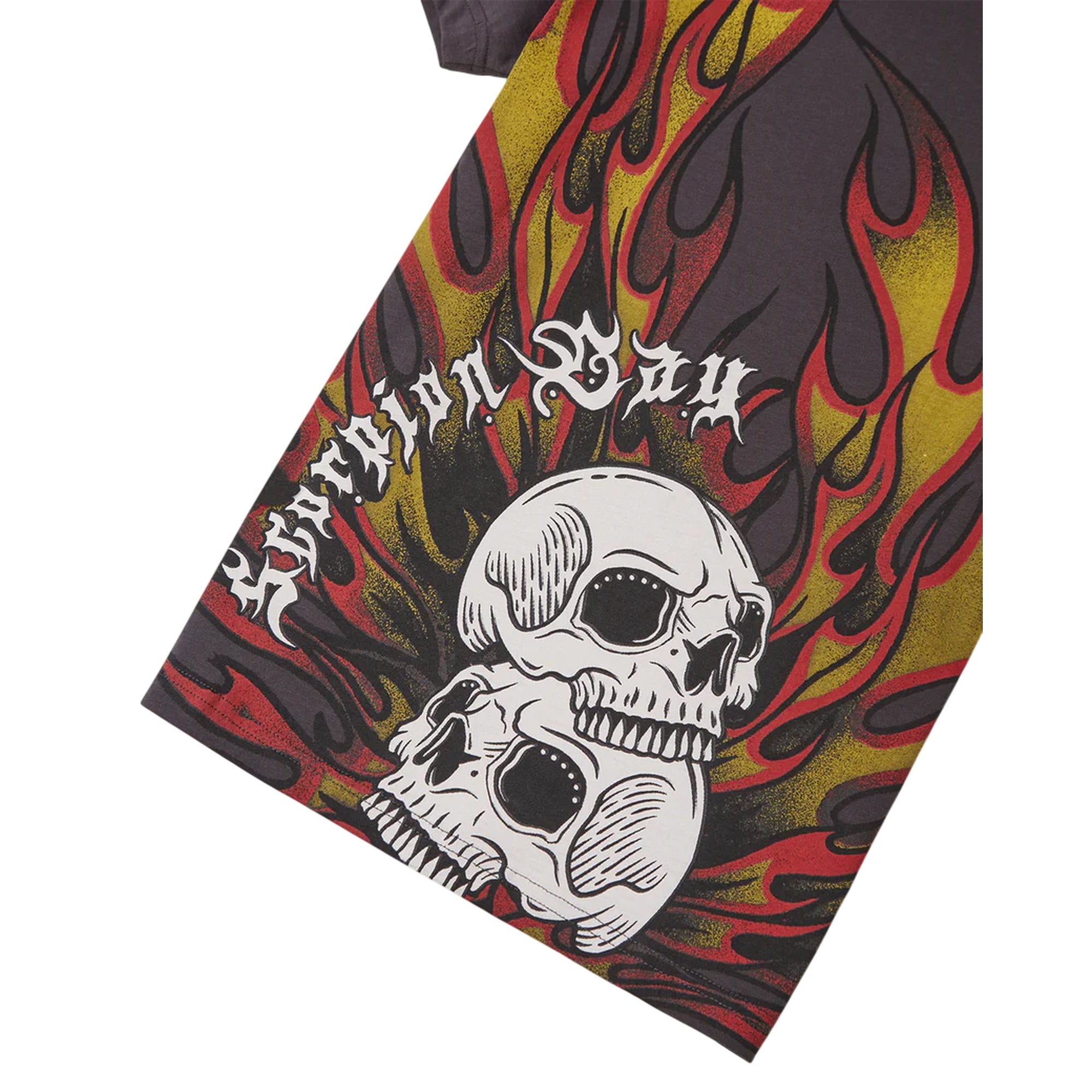 T-shirt Junior stampata "Skulls on fire" Grigio dettaglio