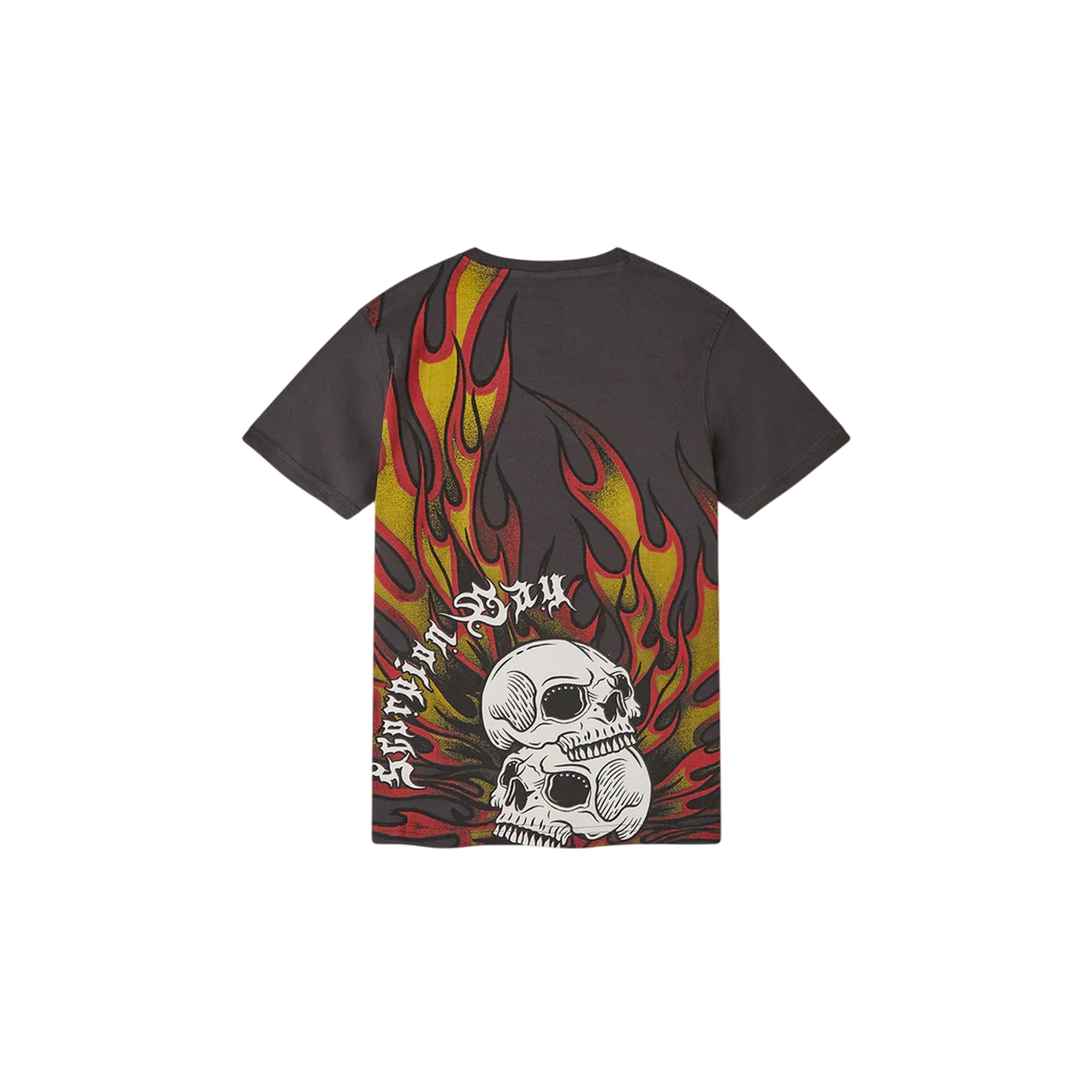 T-shirt Junior stampata "Skulls on fire" Grigio retro