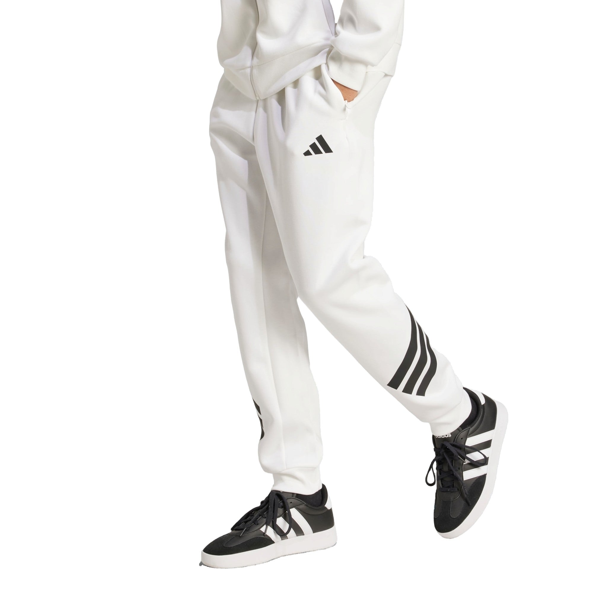 Pantalone Uomo Future Icons Bianco 3stripes modello frontale