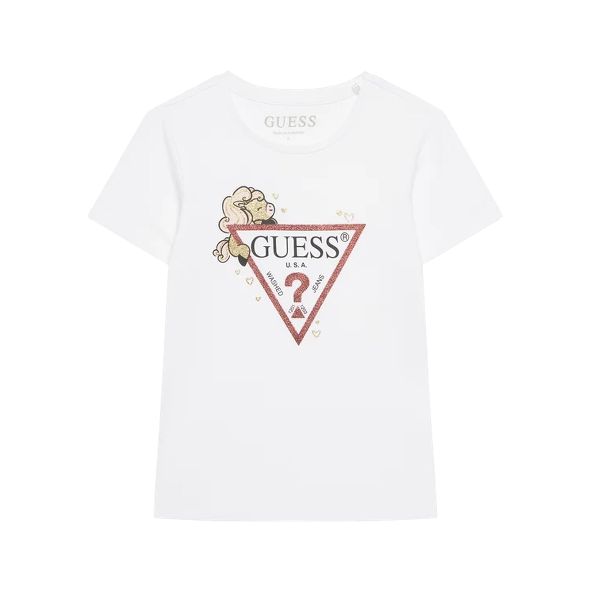 T-shirt Junior Bianca, con stampa frontale e giorocollo