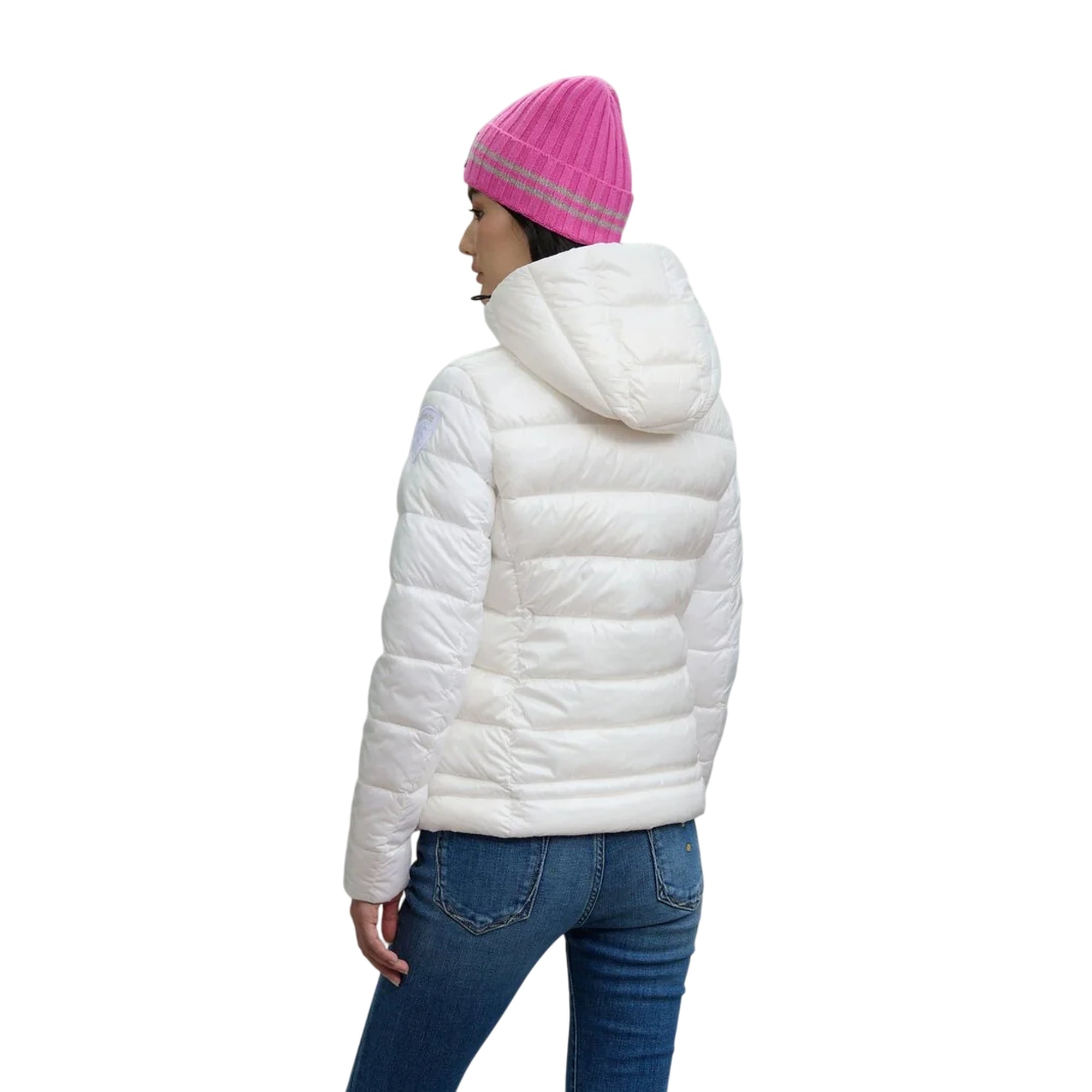 Piumino Donna Caroll Bianco, con cappuccio e zip frontale
