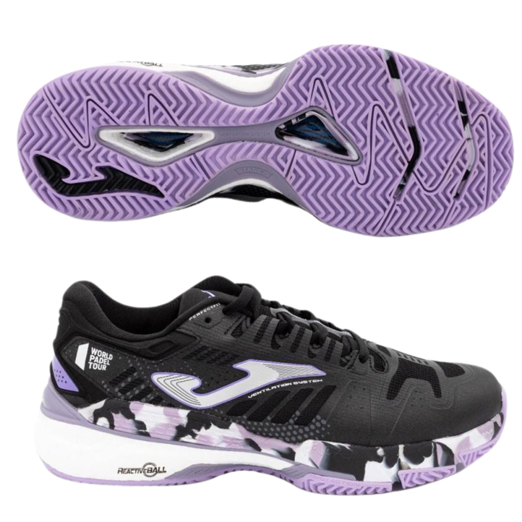 Scarpa Donna T.Slam Lady 2301 Nero/Viola, con tomaia in mesh e logo laterale