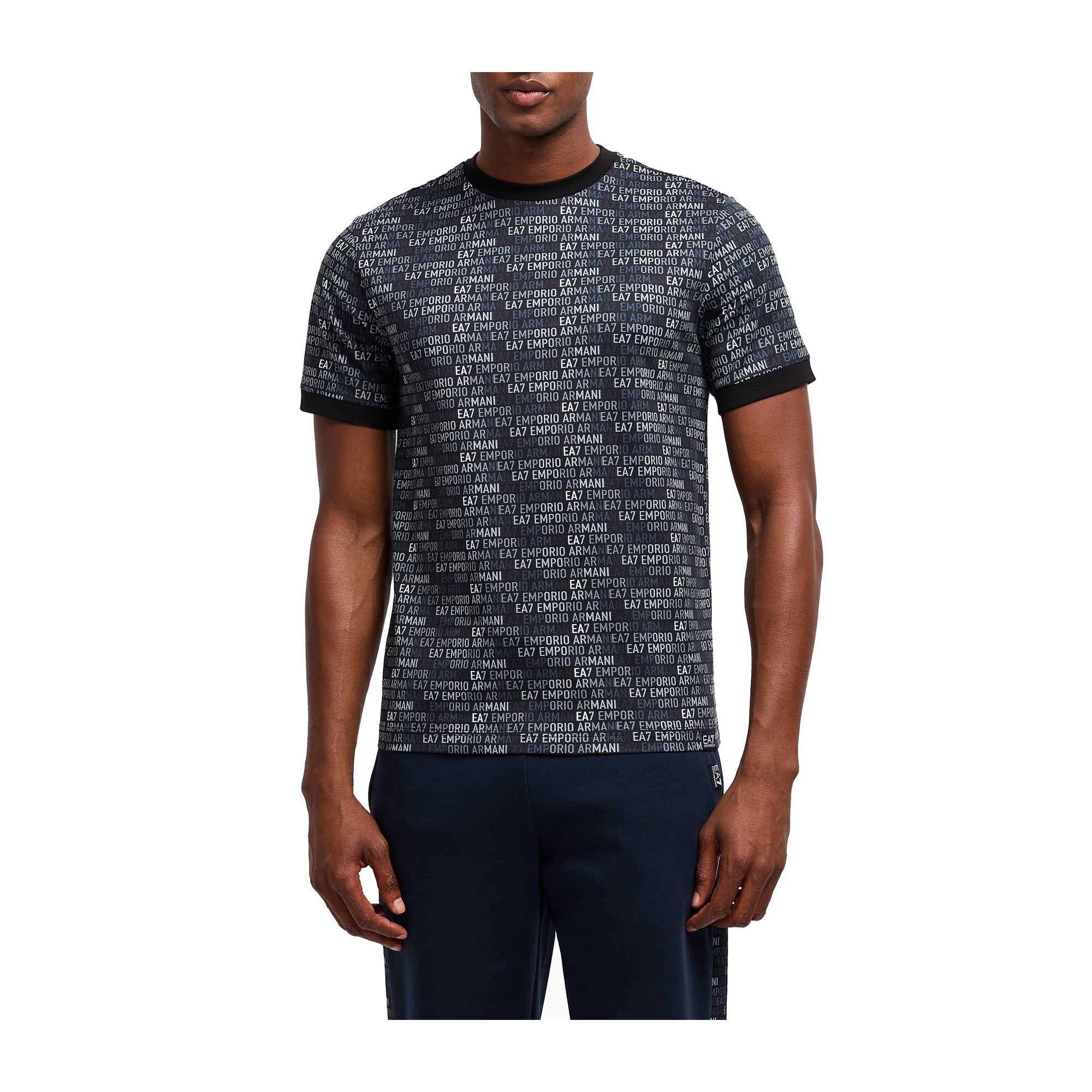 T-shirt Uomo Monogram Logo, con bordi a costine e maniche corte