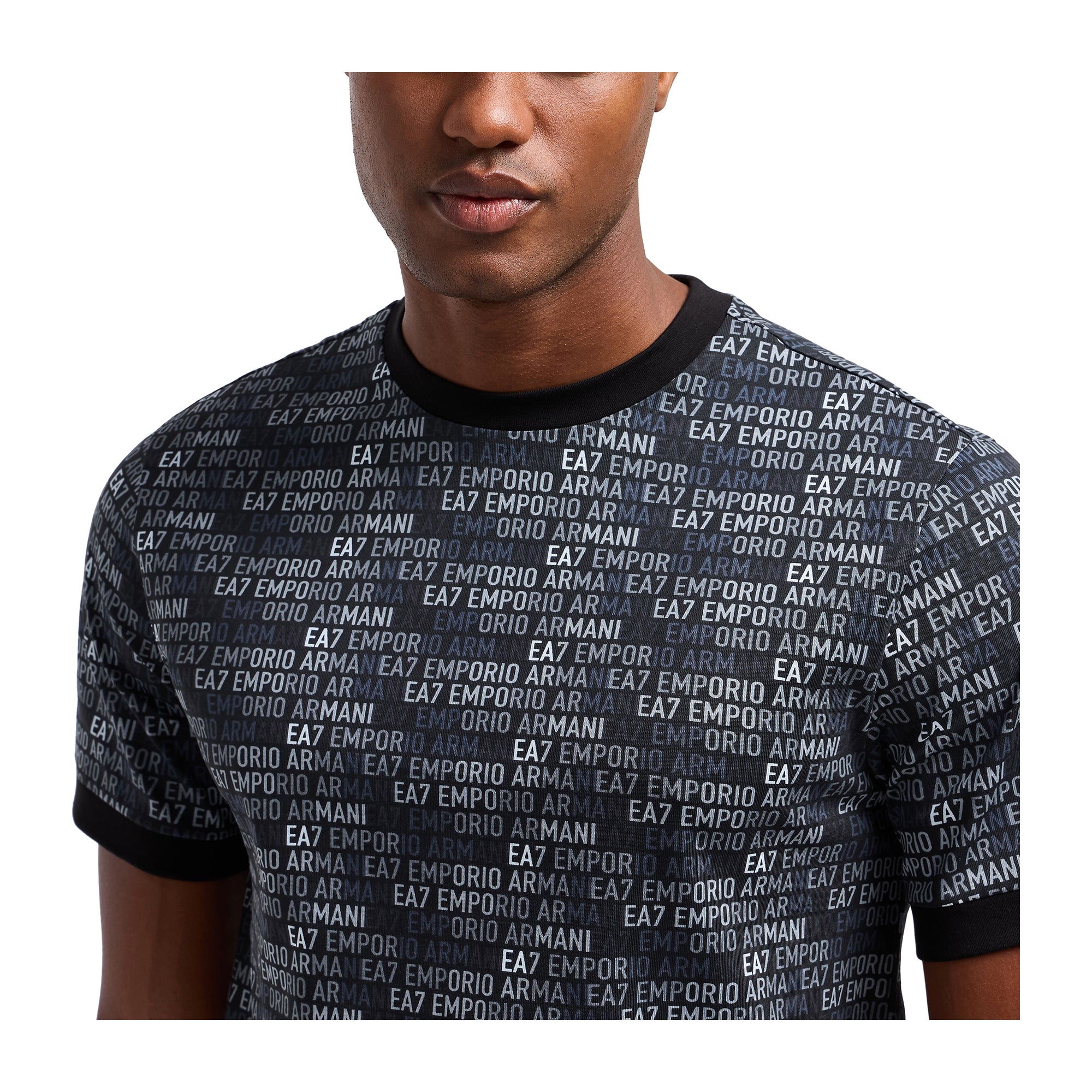 T-shirt Uomo Monogram Logo, con bordi a costine e maniche corte