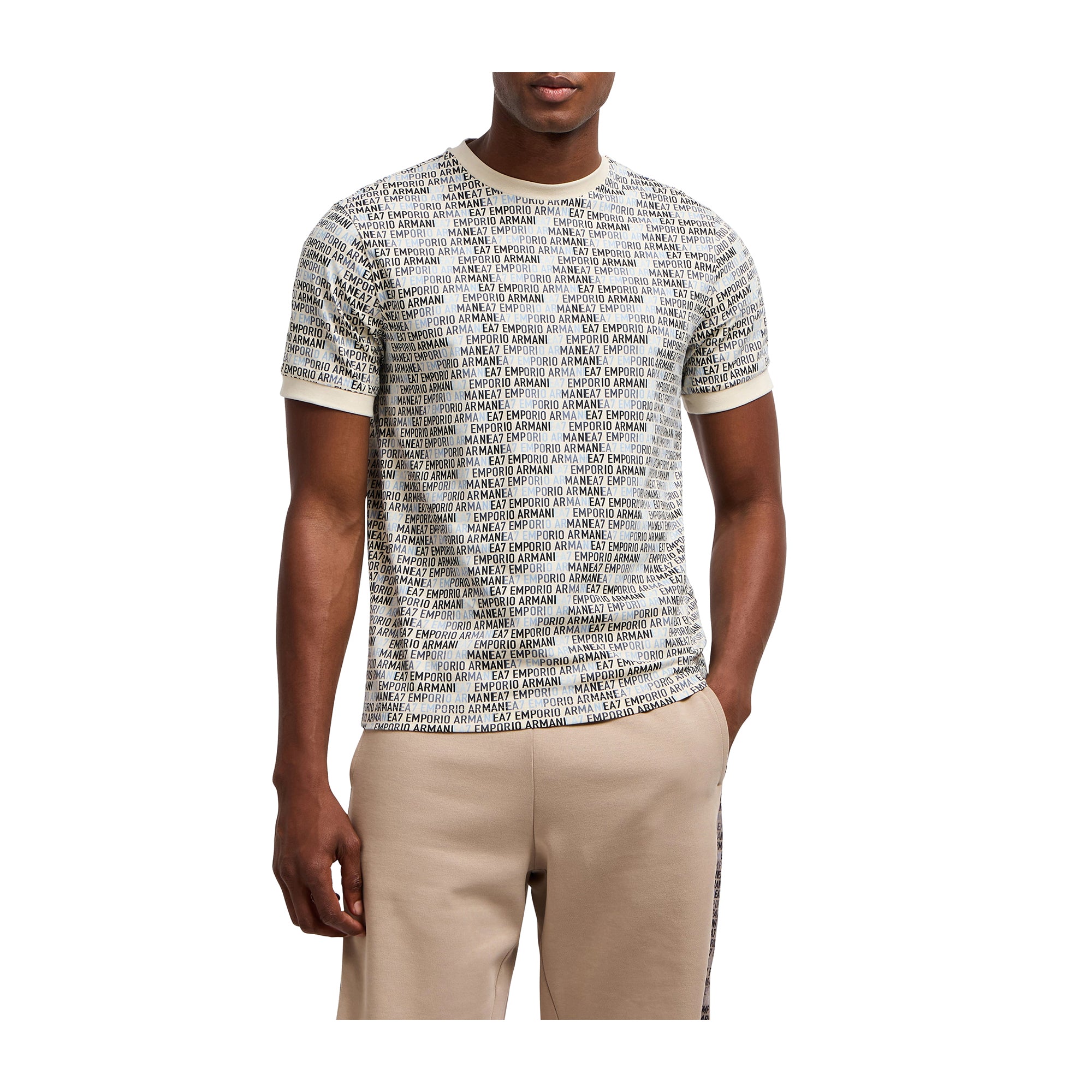 T-shirt Uomo Monogram Logo, con bordi a costine e girocollo