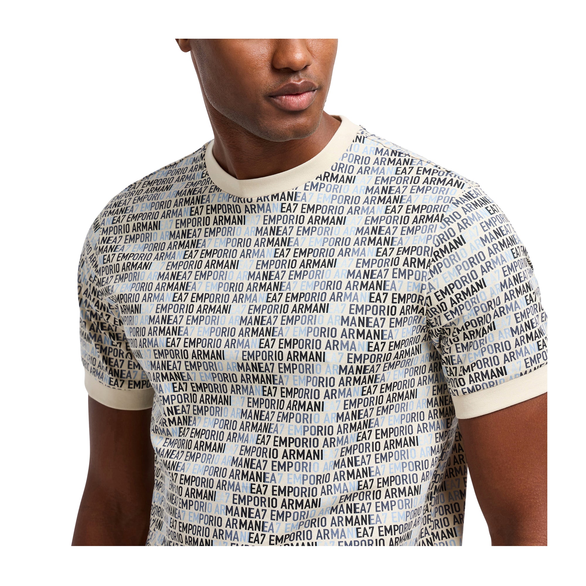 T-shirt Uomo Monogram Logo, con bordi a costine e girocollo