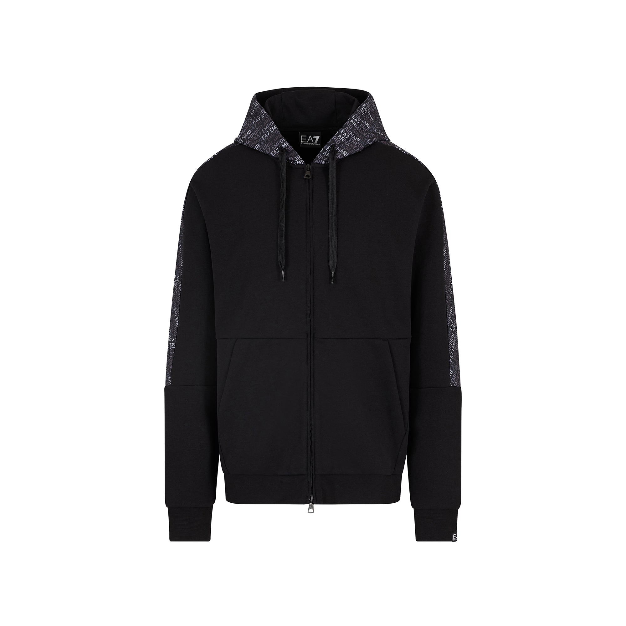 Felpa Uomo dotata di cappuccio con coulisse, inserti logati e zip frontale