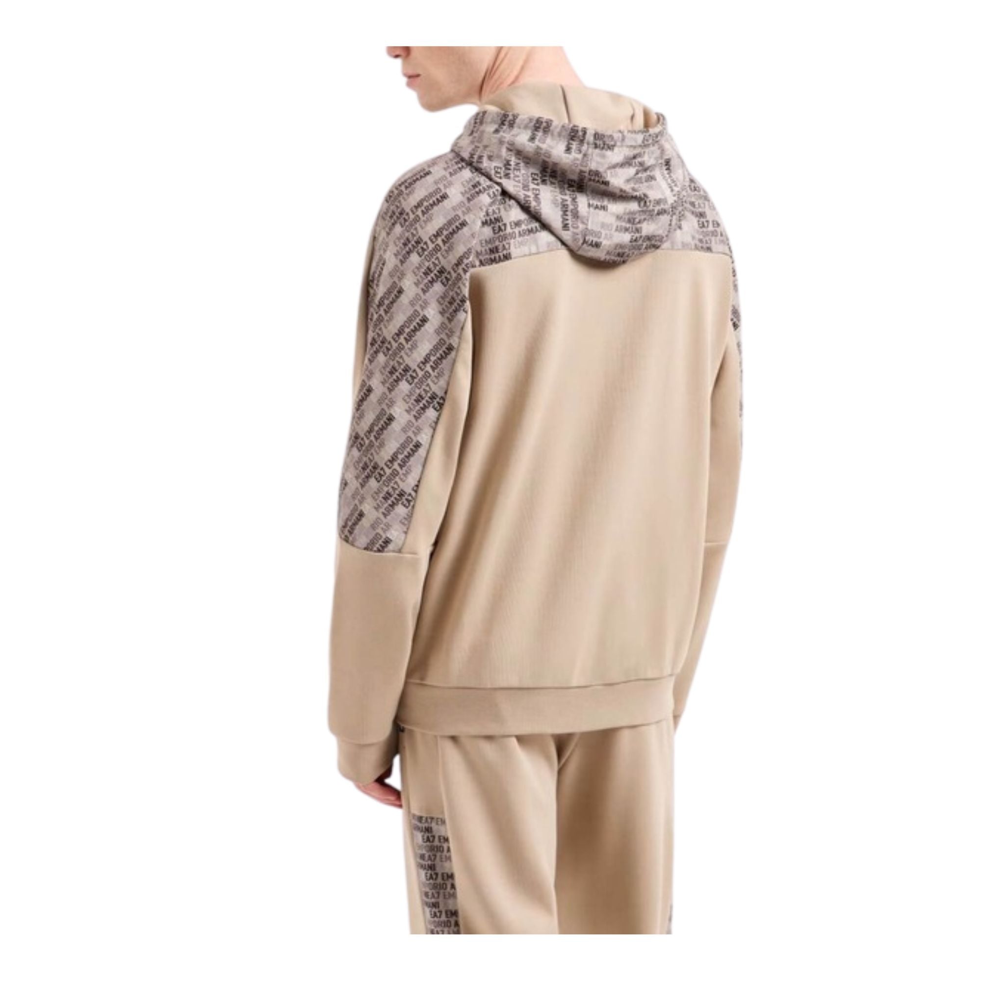 Felpa Uomo Beige inserti logati modello retro