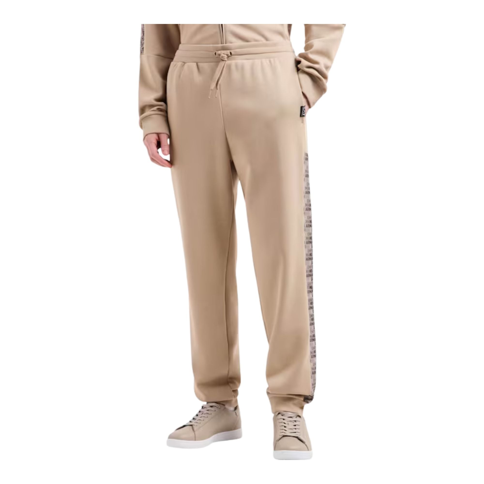 Pantaloni da tuta Uomo Beige con inserti logati modello frontale