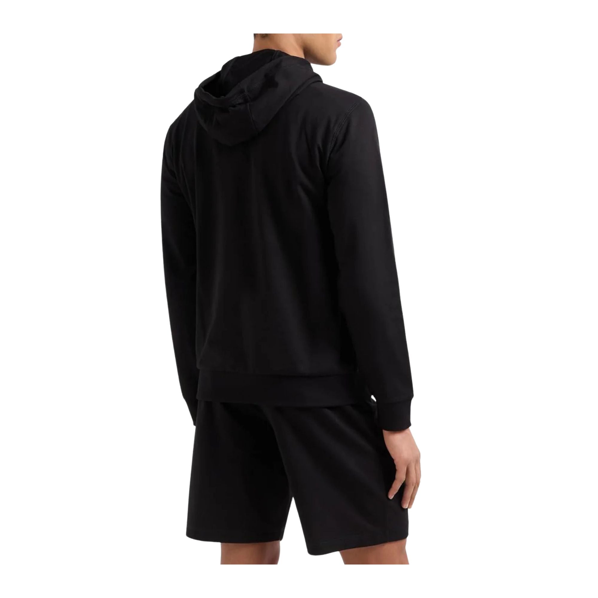 Felpa Uomo tinta unita nera con logo frontale modello retro