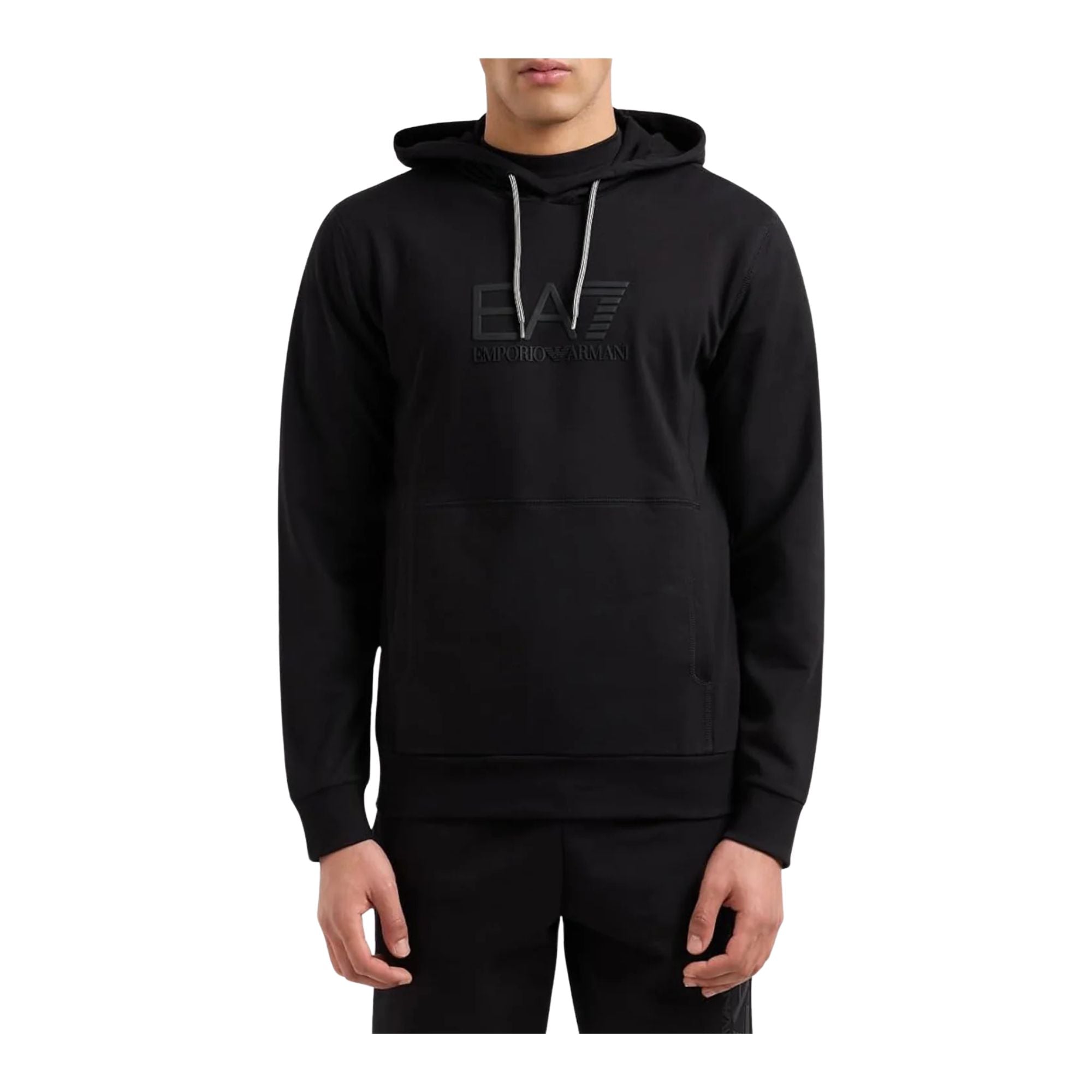 Felpa Uomo tinta unita nera con logo frontale modello frontale