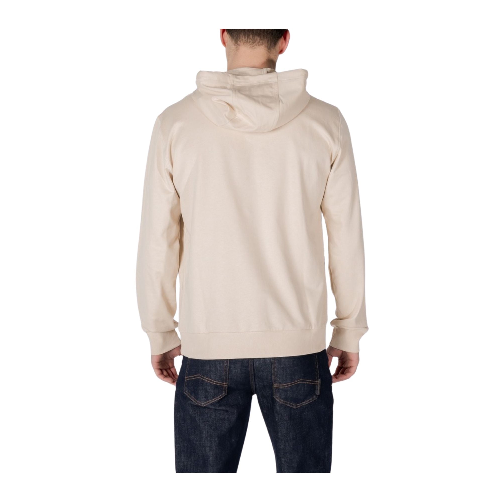 Felpa Uomo tinta unita beige con logo frontale modello retro