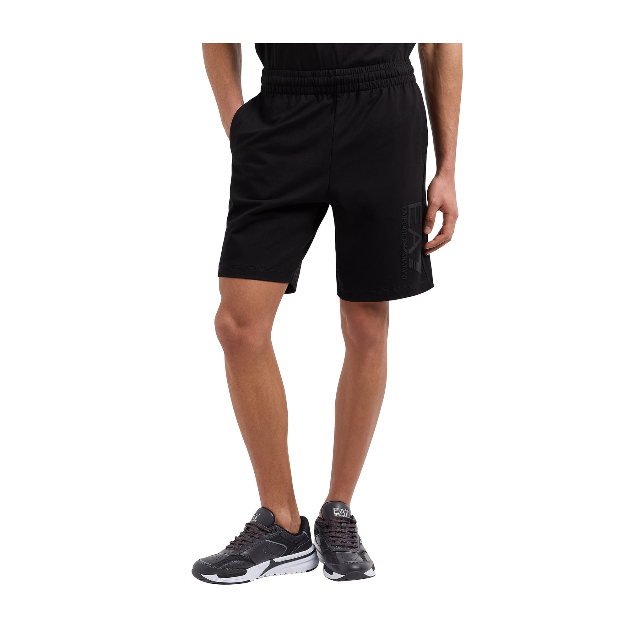 Bermuda Uomo a tinta unita, con maxi logo laterale stampato in tono colore