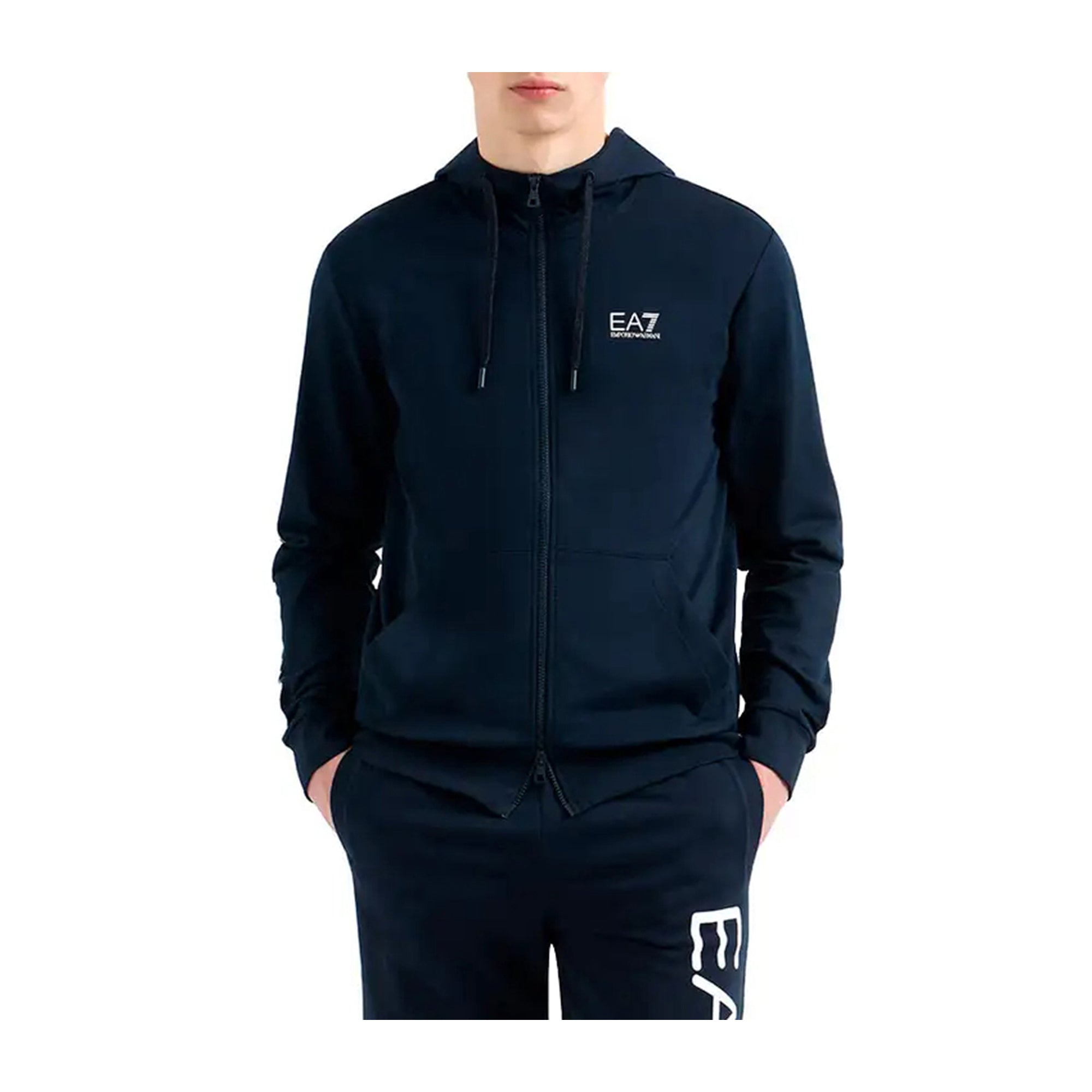 Felpa Uomo con maxi stampa logo sulla manica, cappuccio e zip frontale