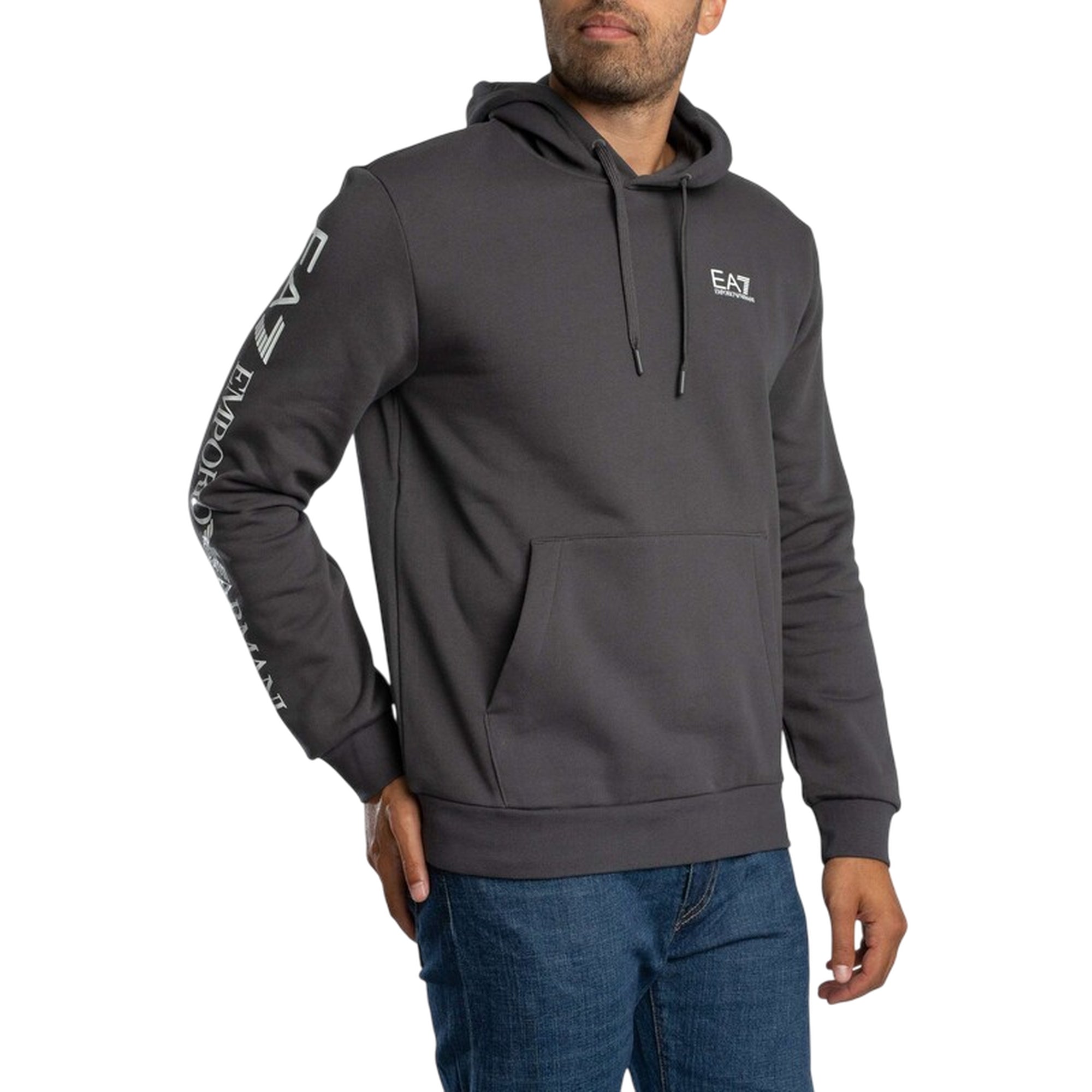 Felpa Uomo Logo Sleeve, con tasca a marsupio