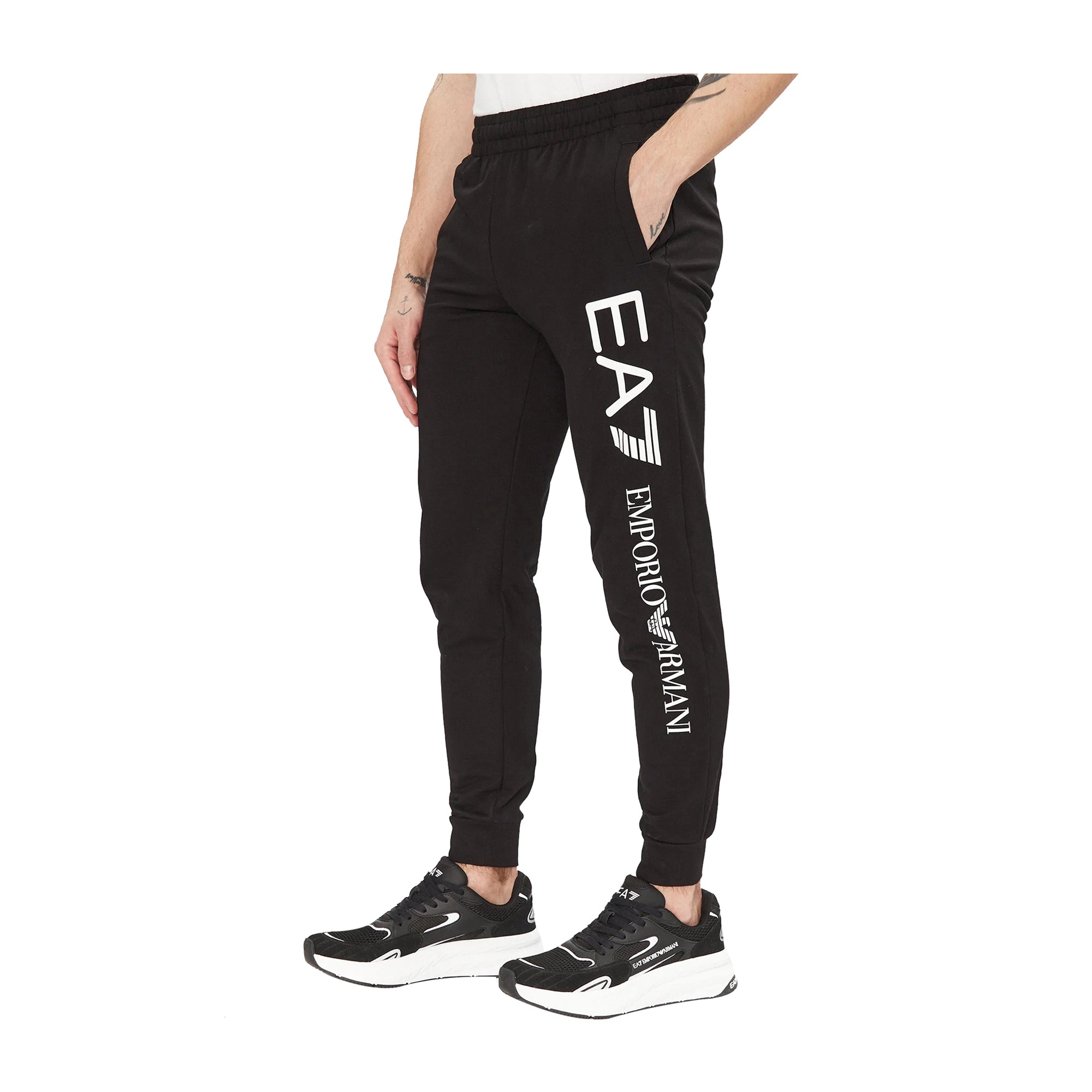 Pantalone Uomo in puro cotone, da tuta, con maxi logo a contrasto