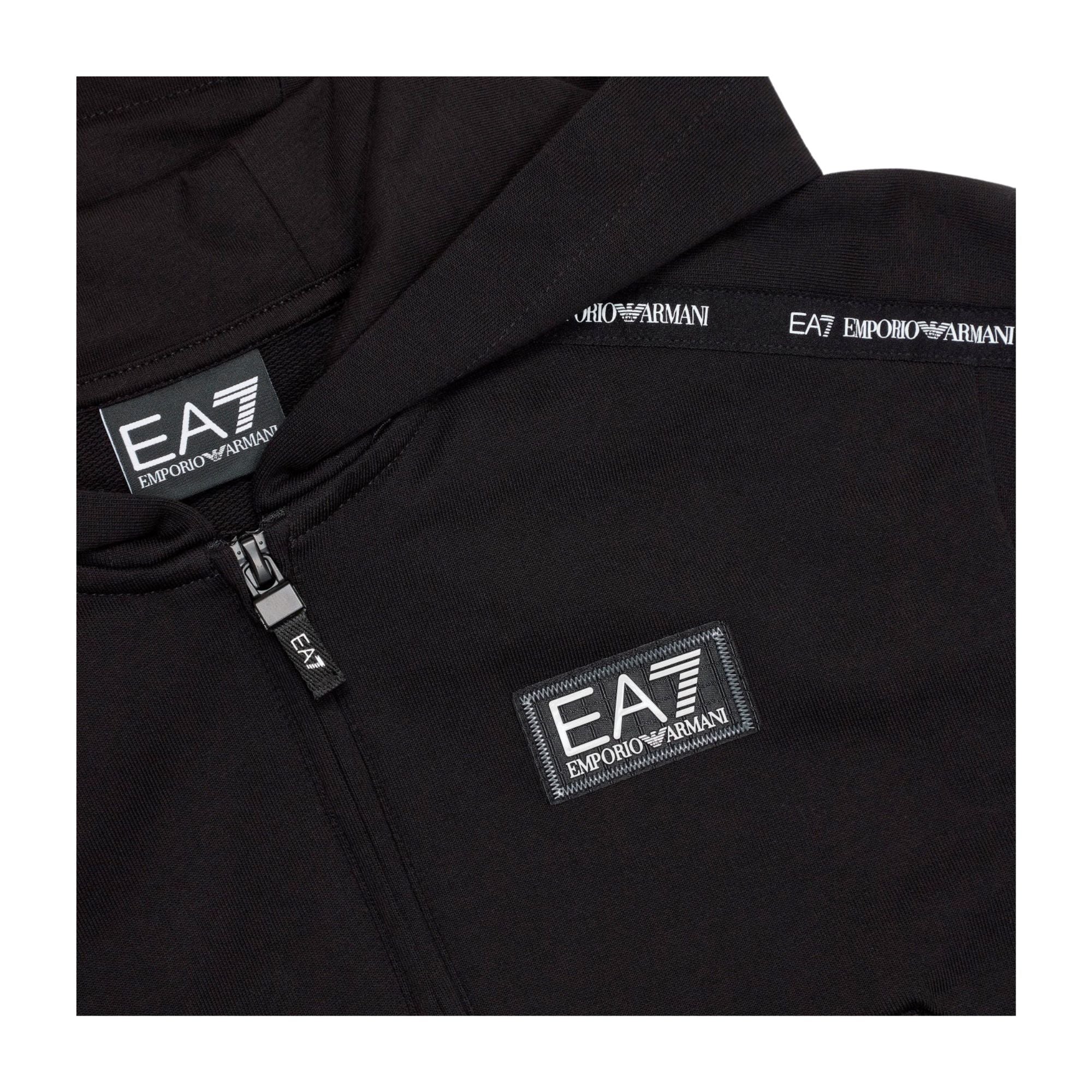 Felpa Bambino con cappuccio e logo Nero dettaglio