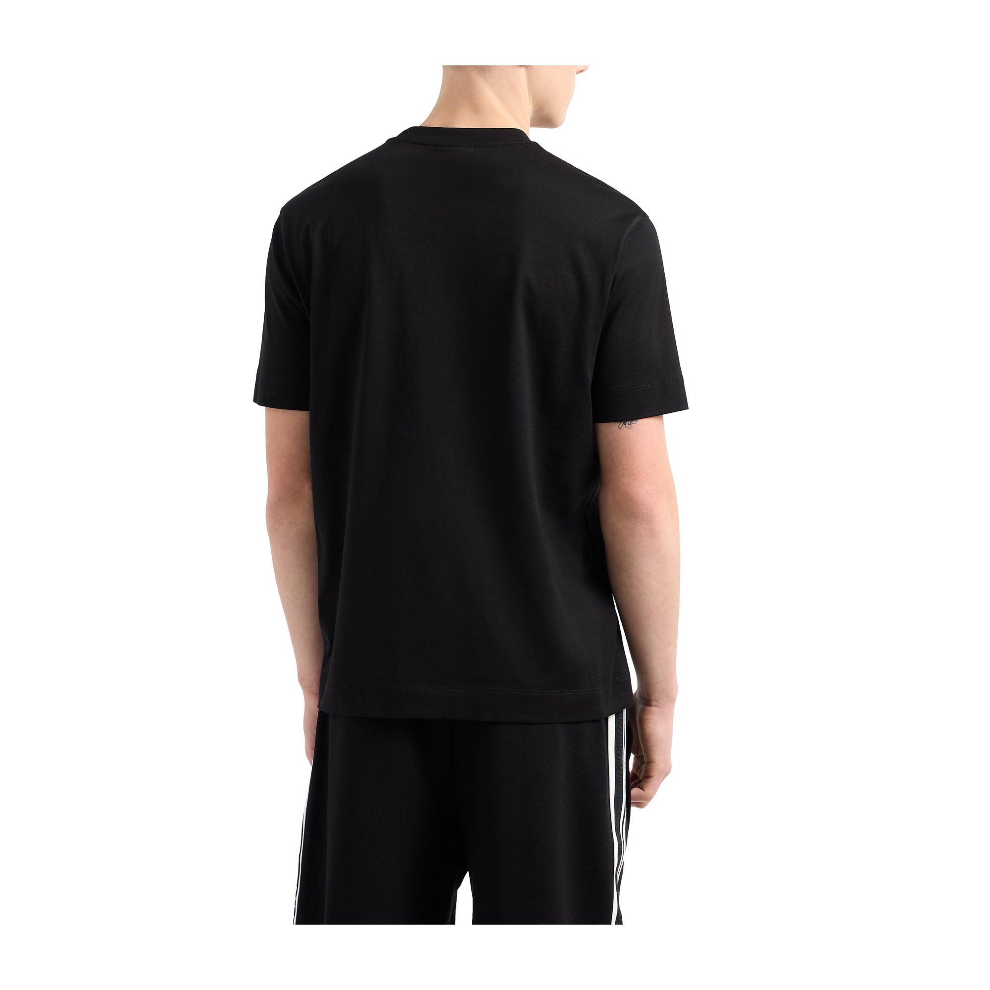 T-shirt Uomo Nera, in cotone, con logo in rilievo sul petto