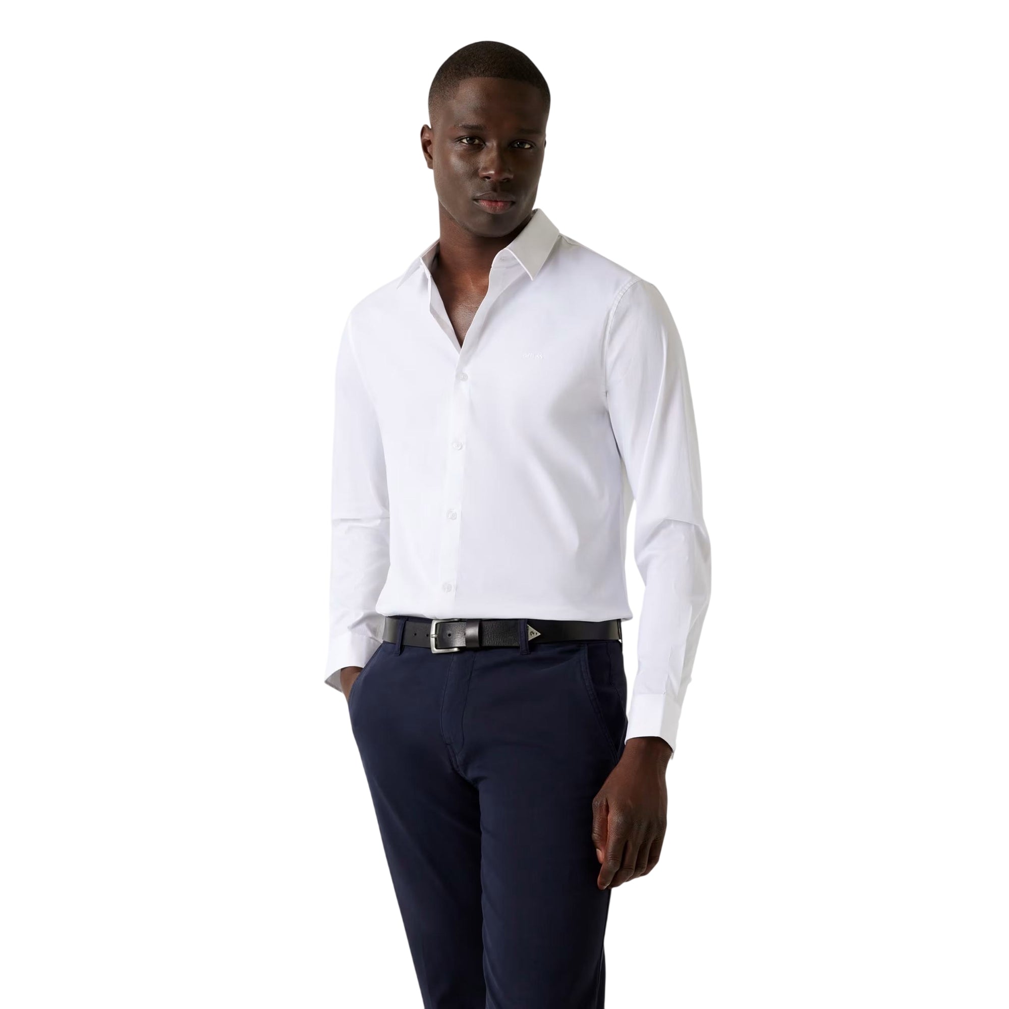 Camicia Uomo Slim fit Bianco modello frontale