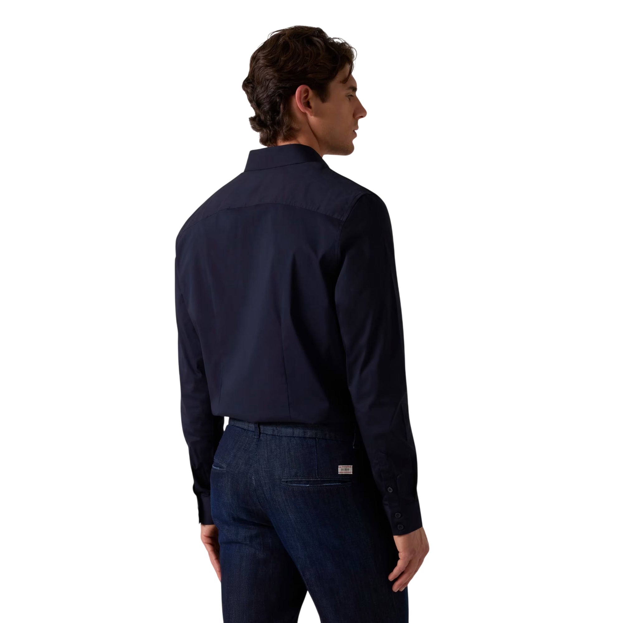 Camicia Uomo Slim fit Blu scuro modello retro