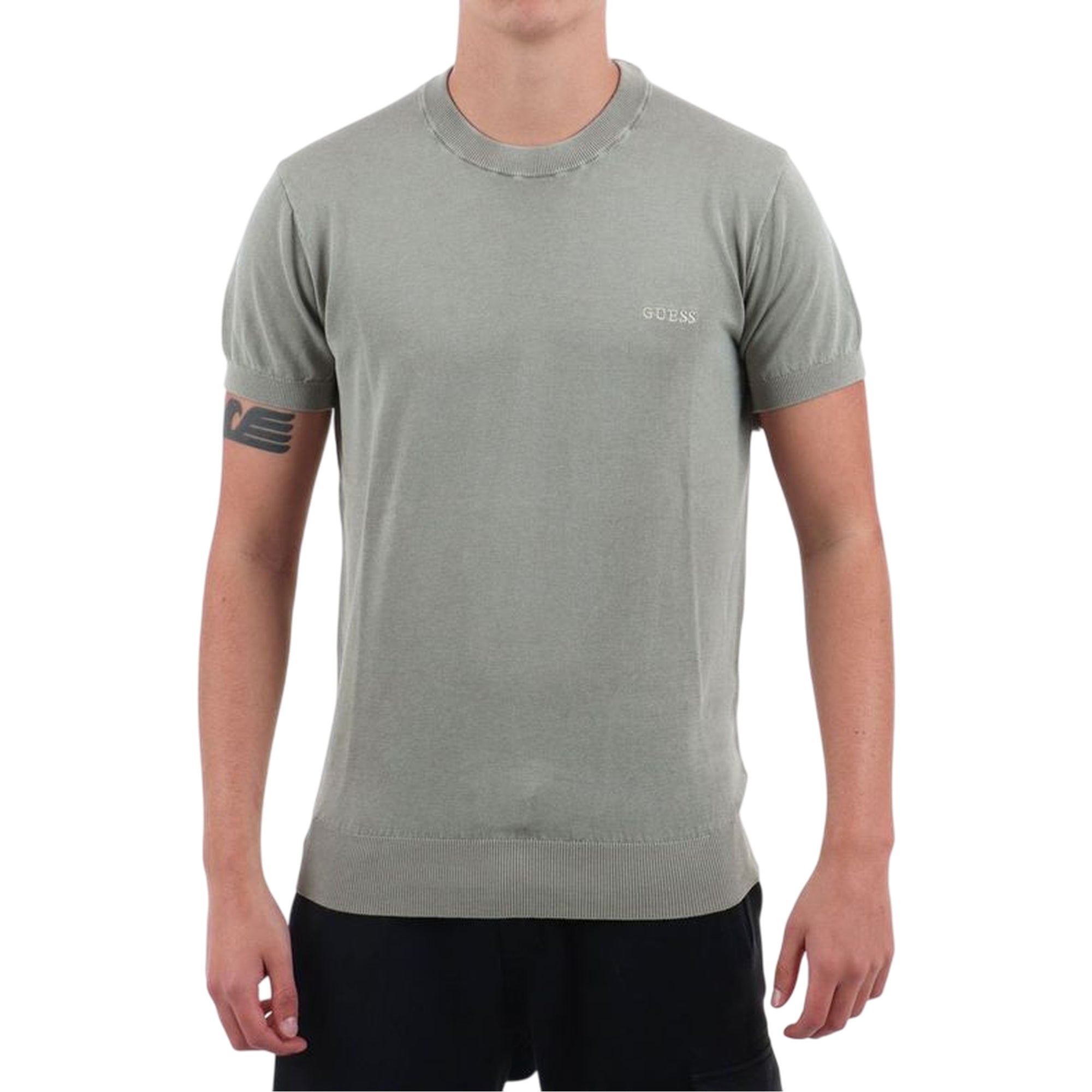 T-shirt Uomo a tinta unita, realizzata in filo di seta e cotone, a girocollo