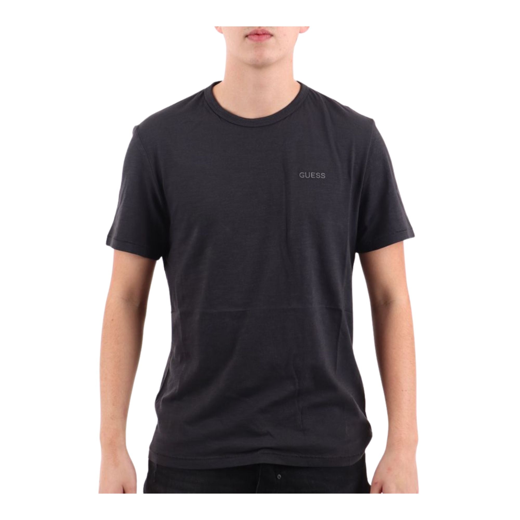 Guess T-shirt Uomo Nera con mini logo modello frontale